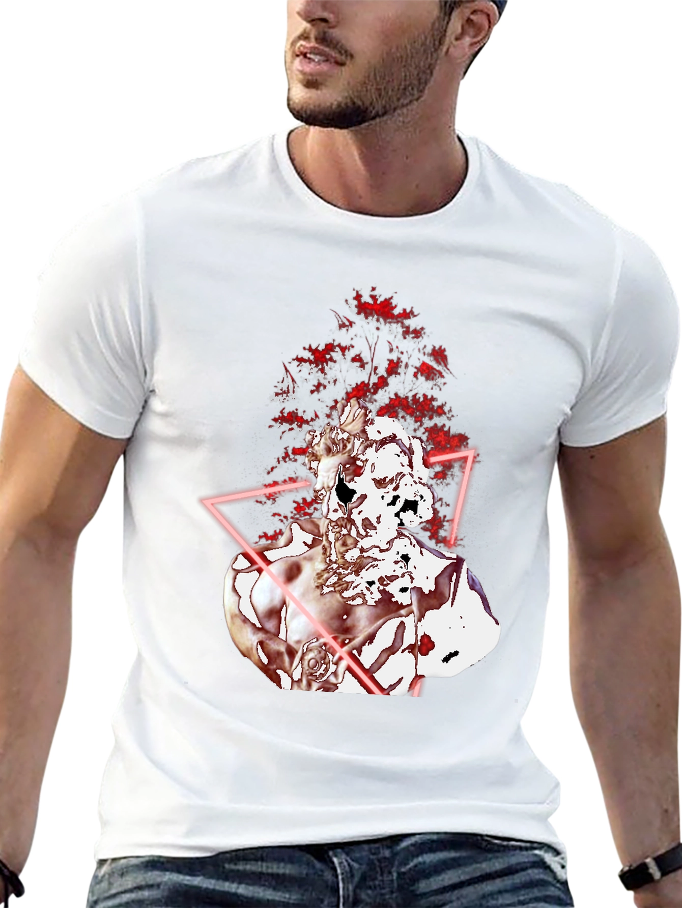 Statue Head Graphic Tee - Black Cotton Blend