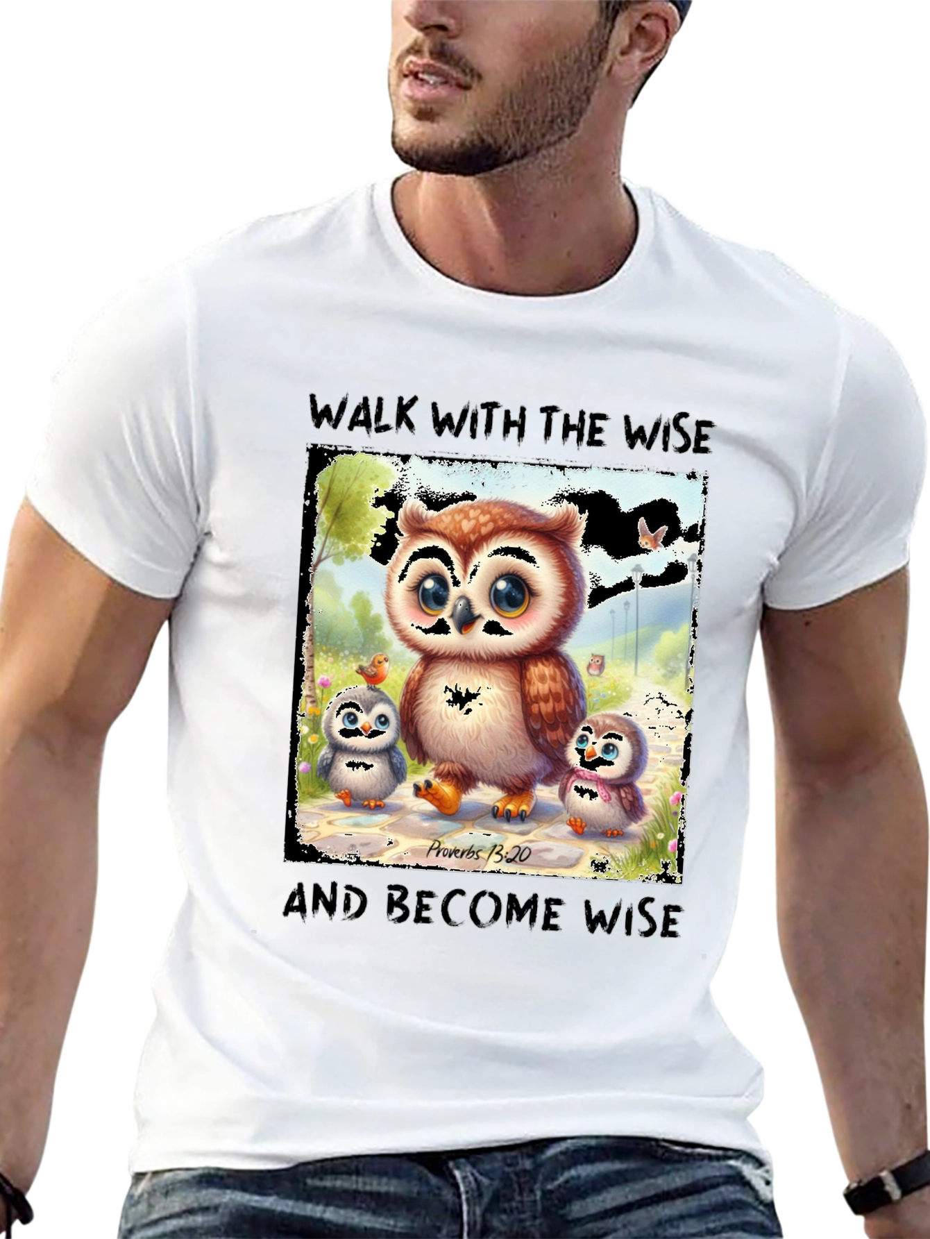 Wise Owl T-Shirt - Proverbs 13:20