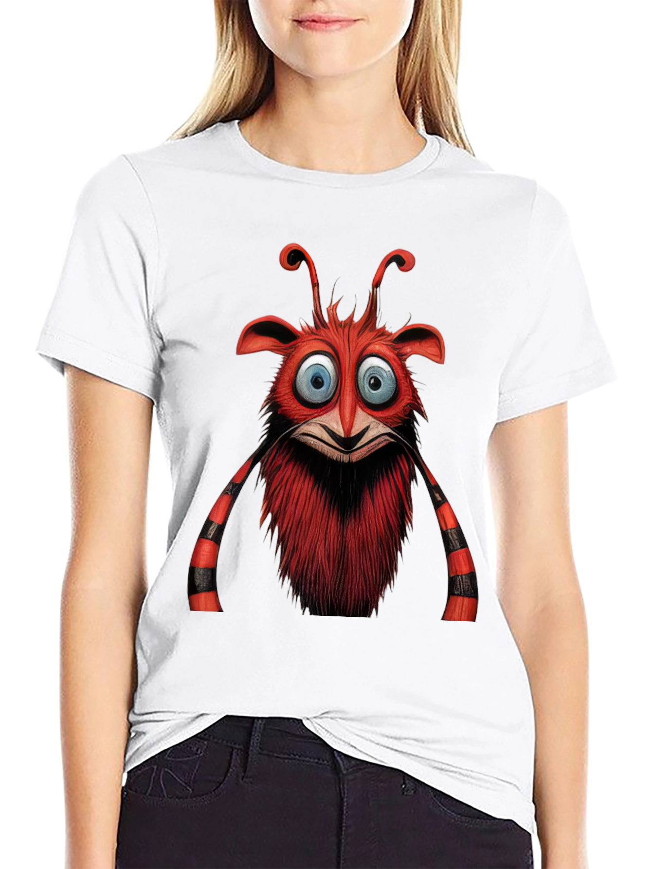 Cartoon Monster Graphic Tee - Black