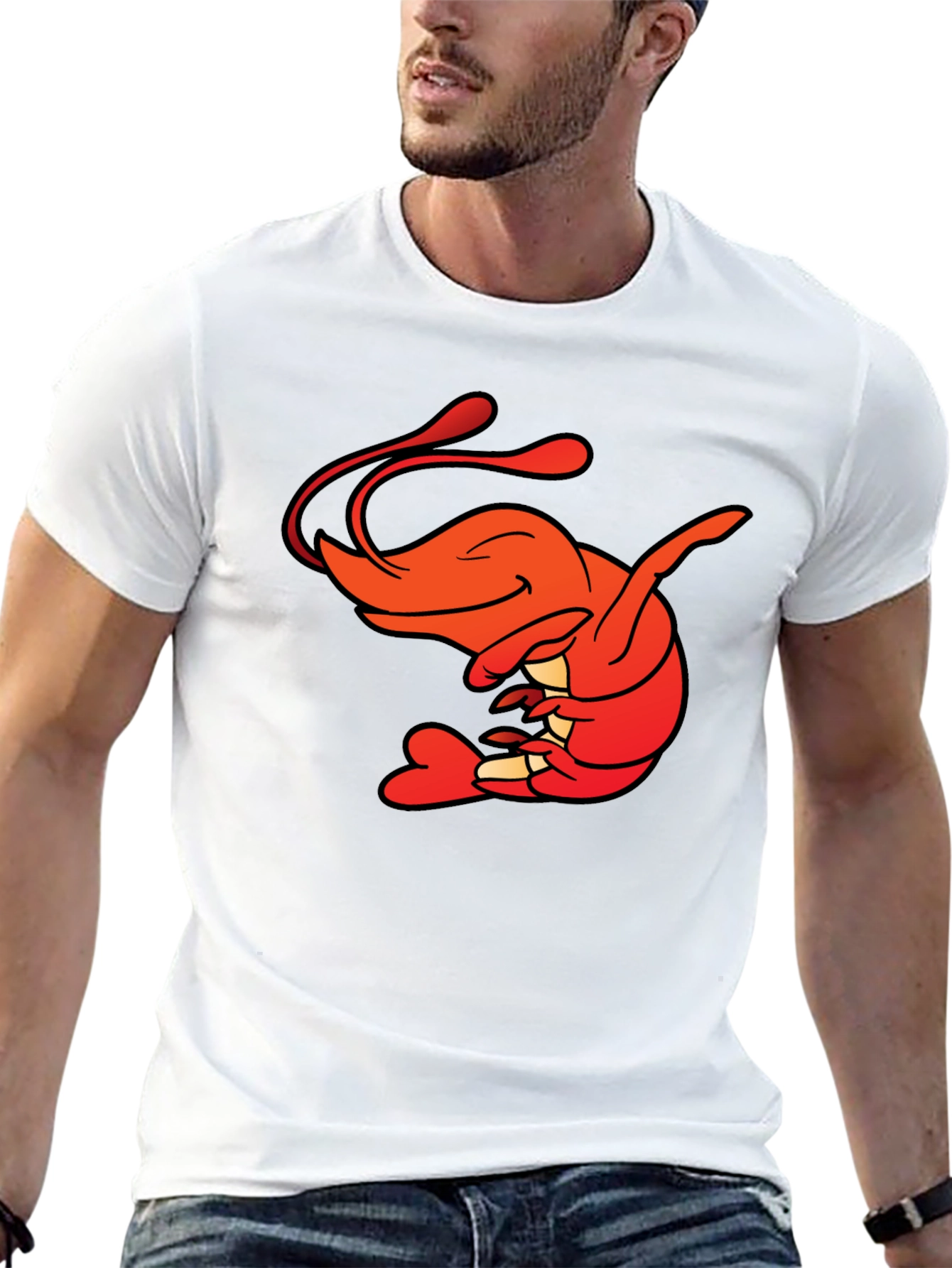 Shrimp Cartoon Graphic Tee - Funny Seafood Shirt