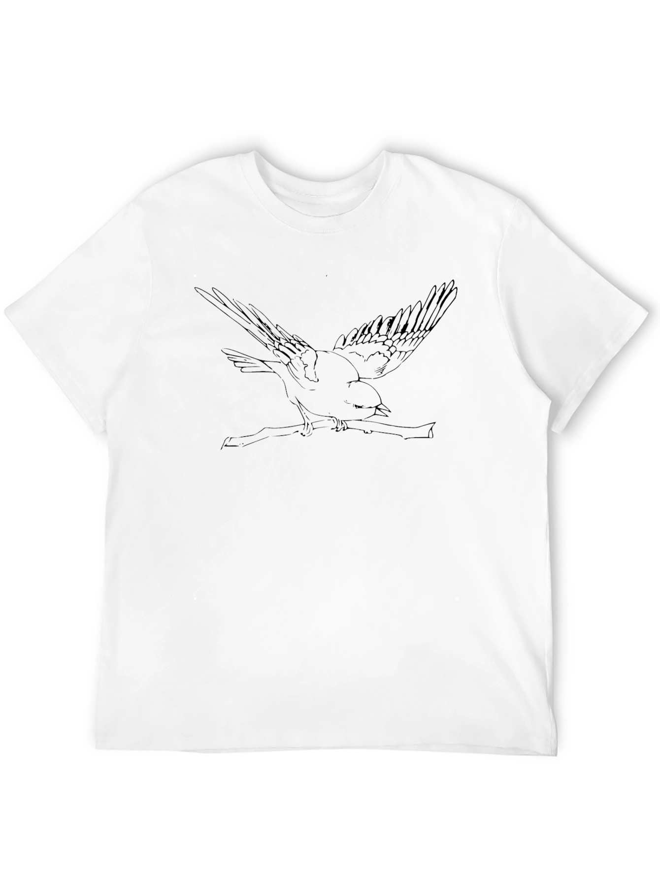 Bird on Branch Graphic Tee - Black Cotton Blend