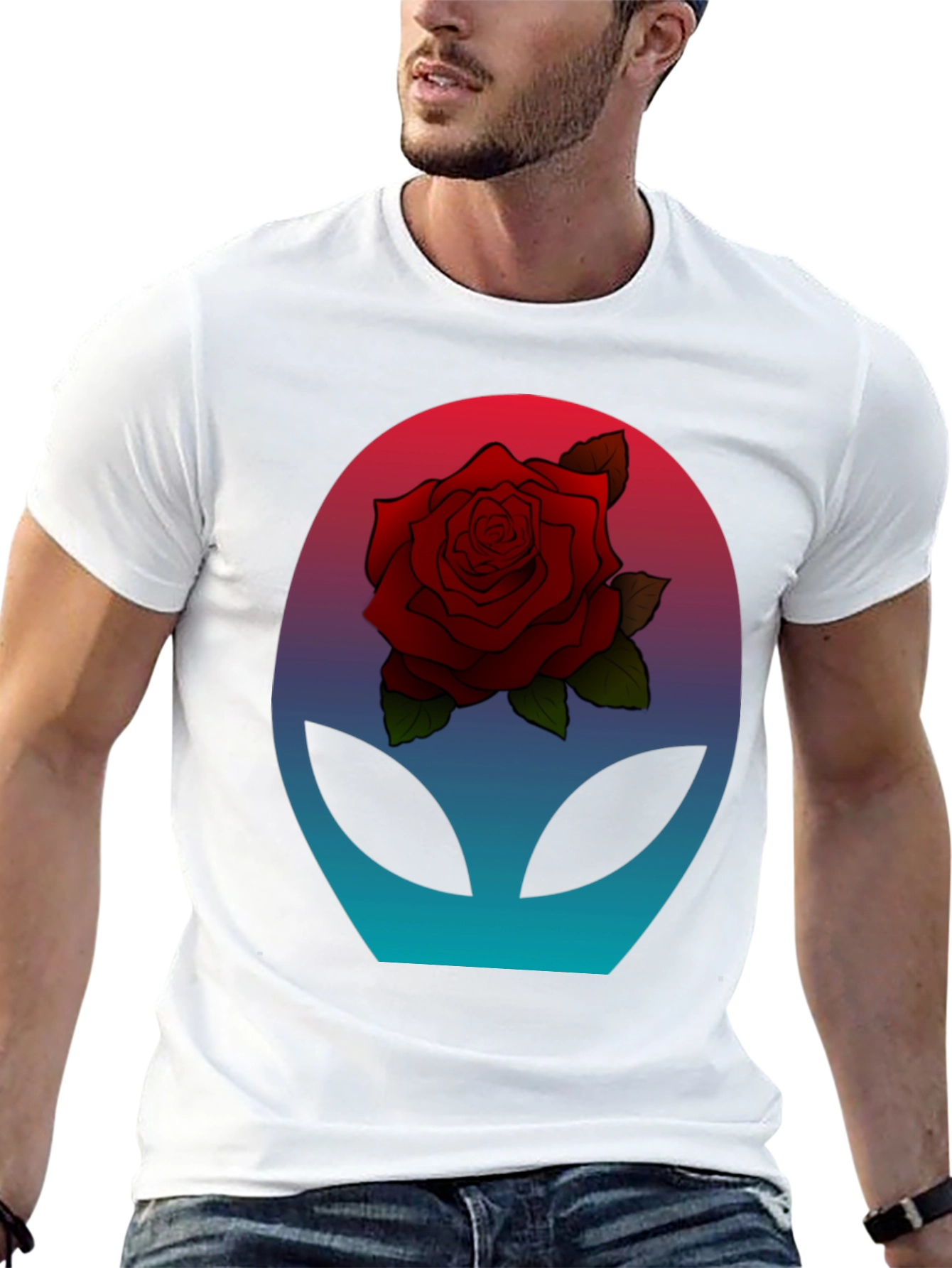 Alien Rose T-Shirt - Sci-Fi Floral Graphic Tee