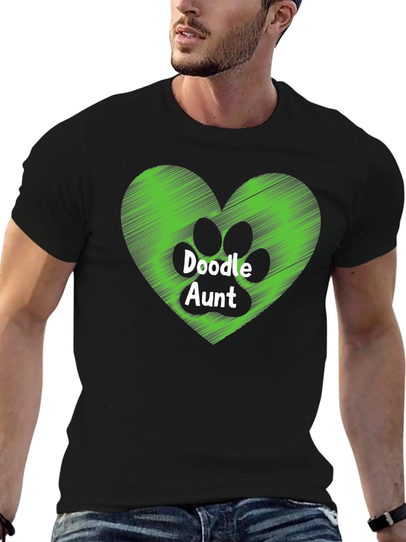 Doodle Aunt T-Shirt with Heart & Paw Print Design