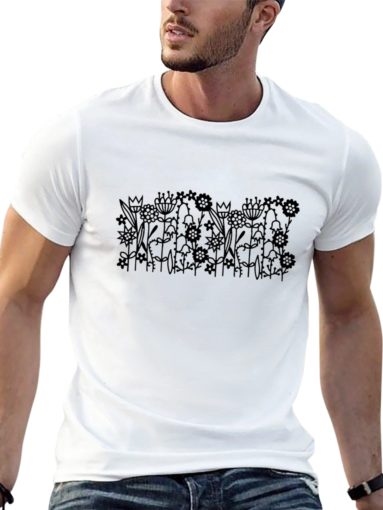 Floral Print Black T-Shirt
