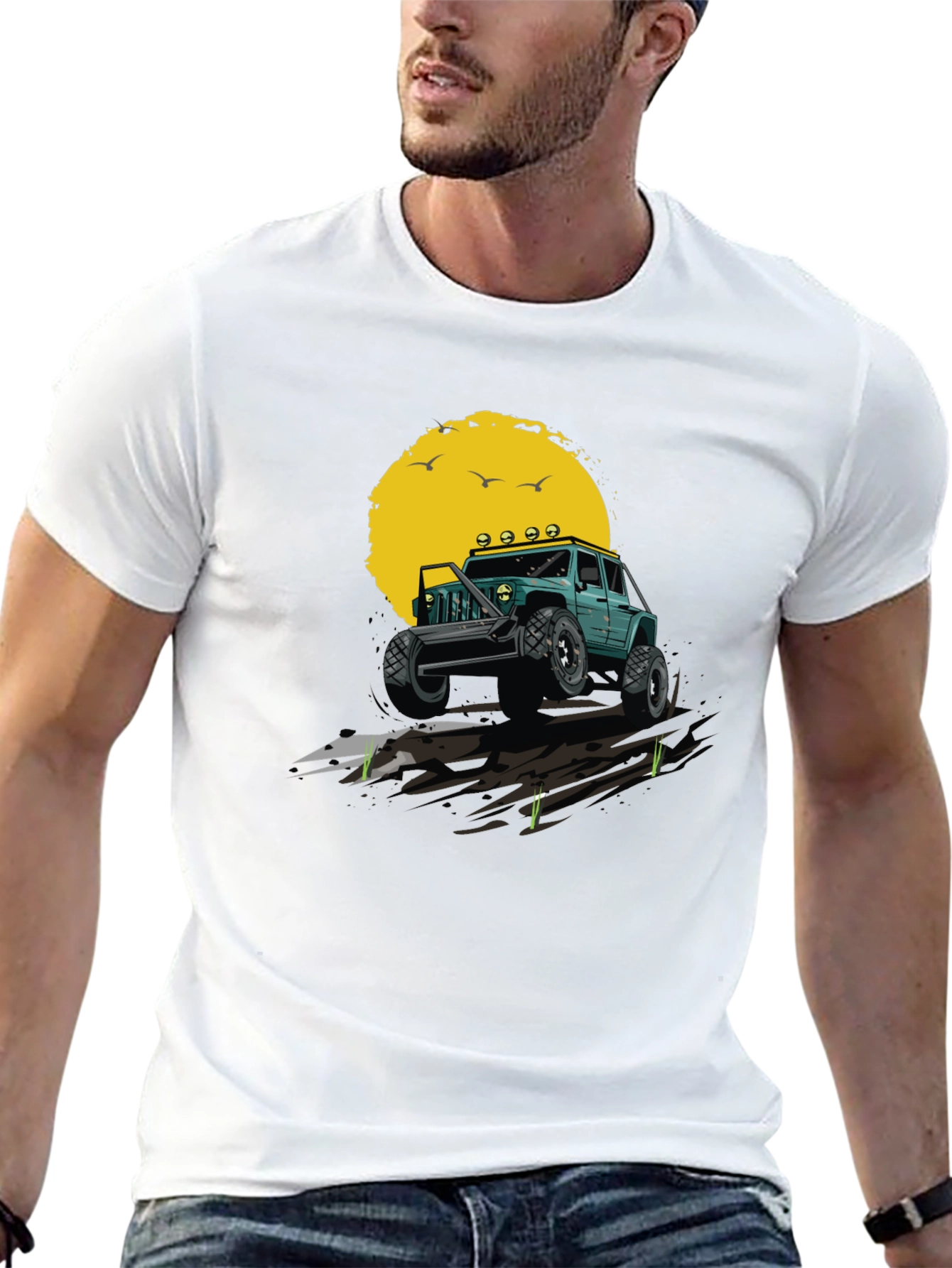 Off-Road Adventure T-Shirt - Green Jeep Design
