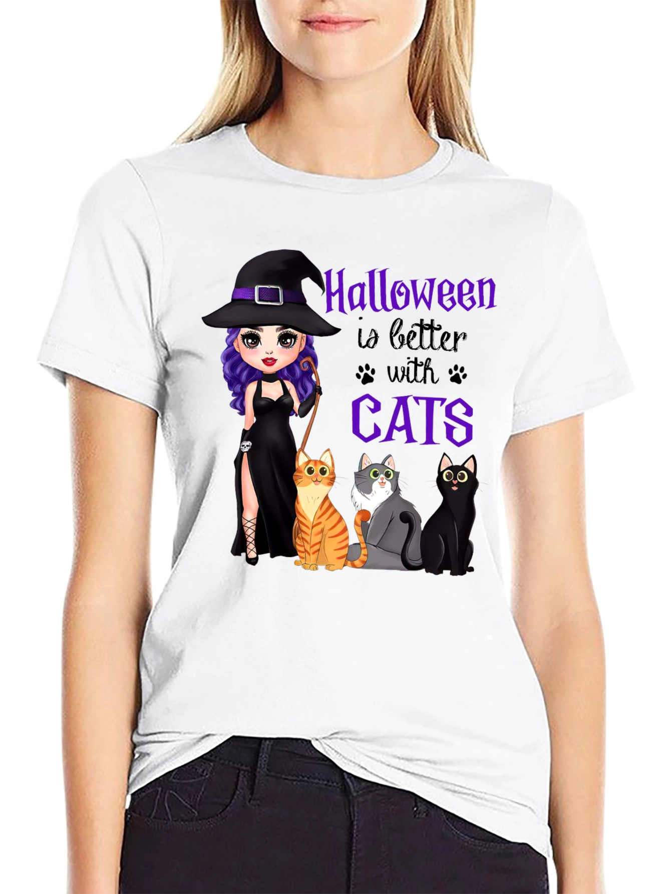 Halloween Witch and Cats T-Shirt