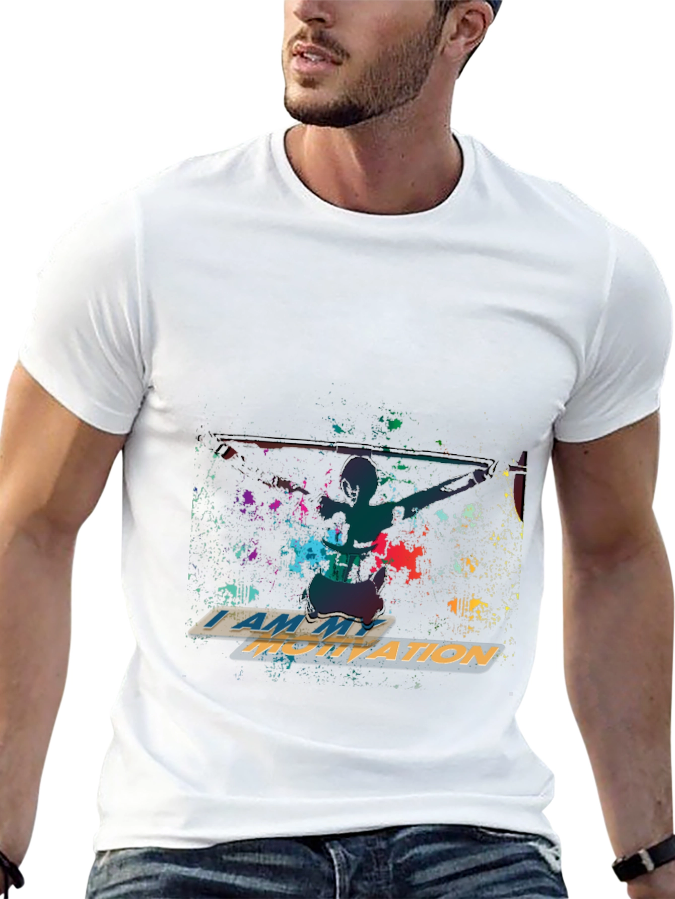 Motivational Graphic Print Crew Neck T-Shirt