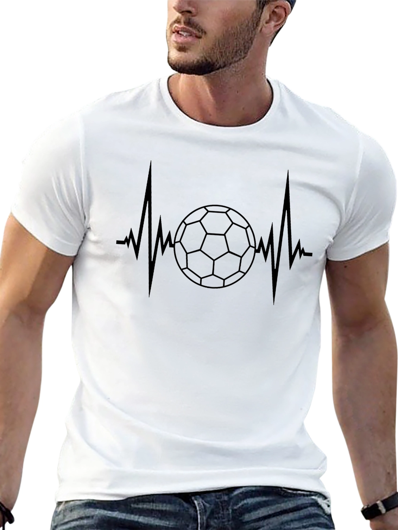 Soccer Heartbeat Black T-Shirt