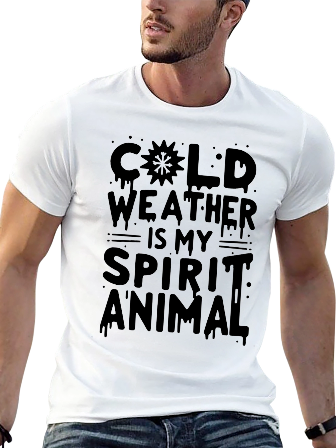 Cold Weather is My Spirit Animal Black Graphic T-Shirt