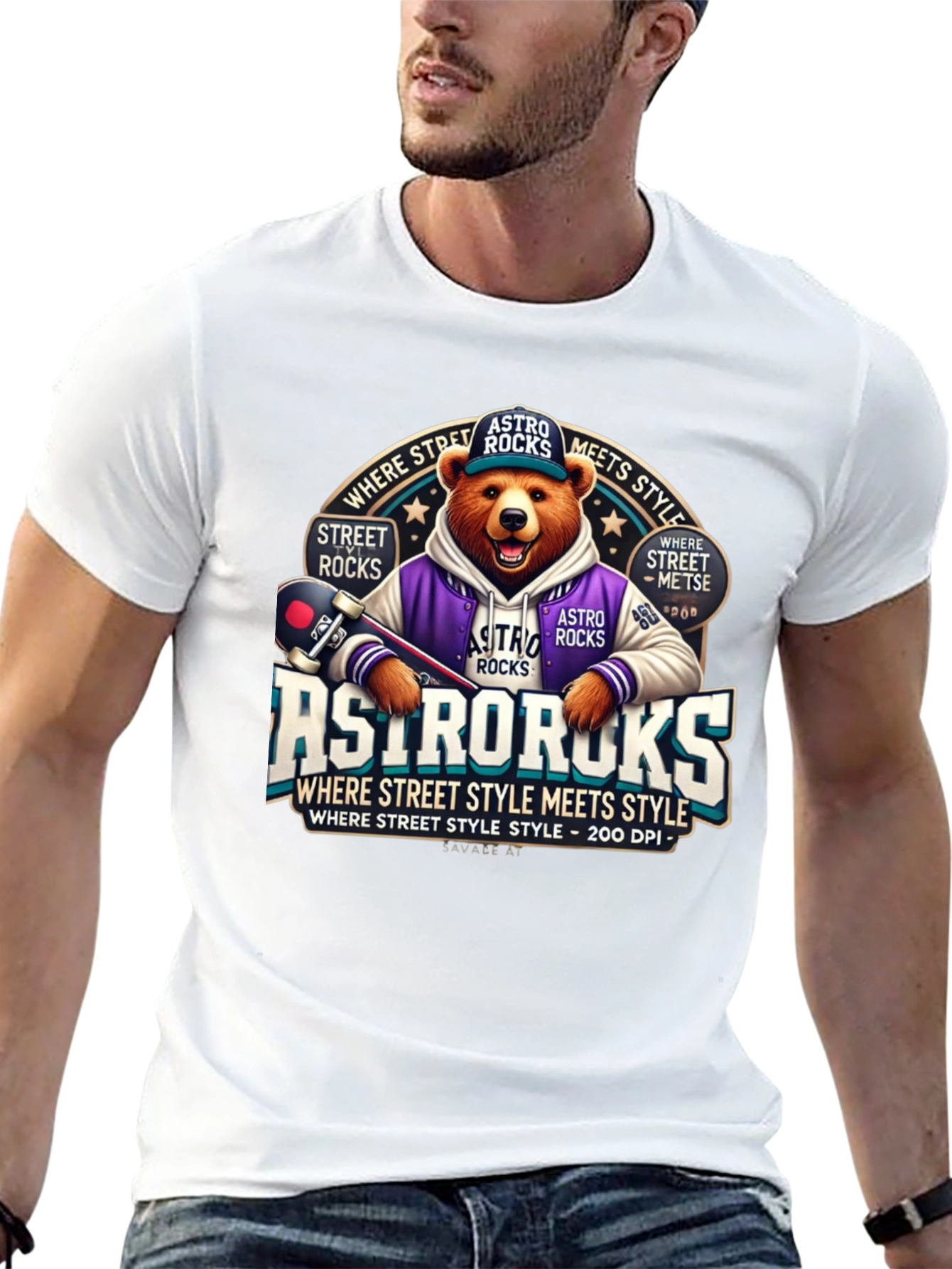 Astro Rocks Bear Graphic T-Shirt