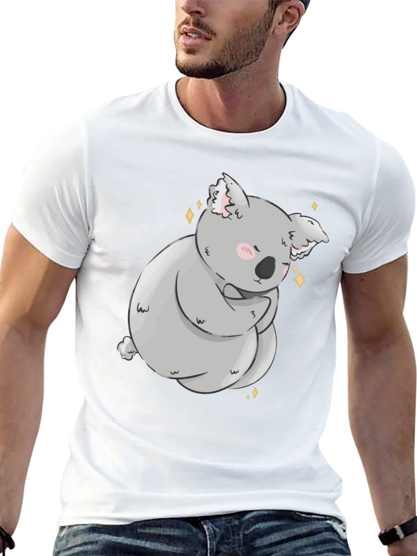 Cute Koala Bear Graphic Black T-Shirt