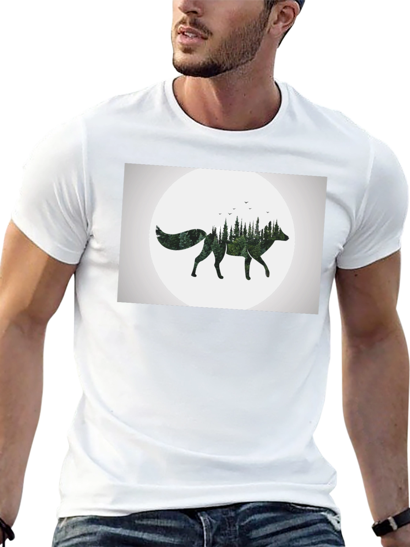 Nature Fox Graphic Tee - Stylish Mens Black T-Shirt