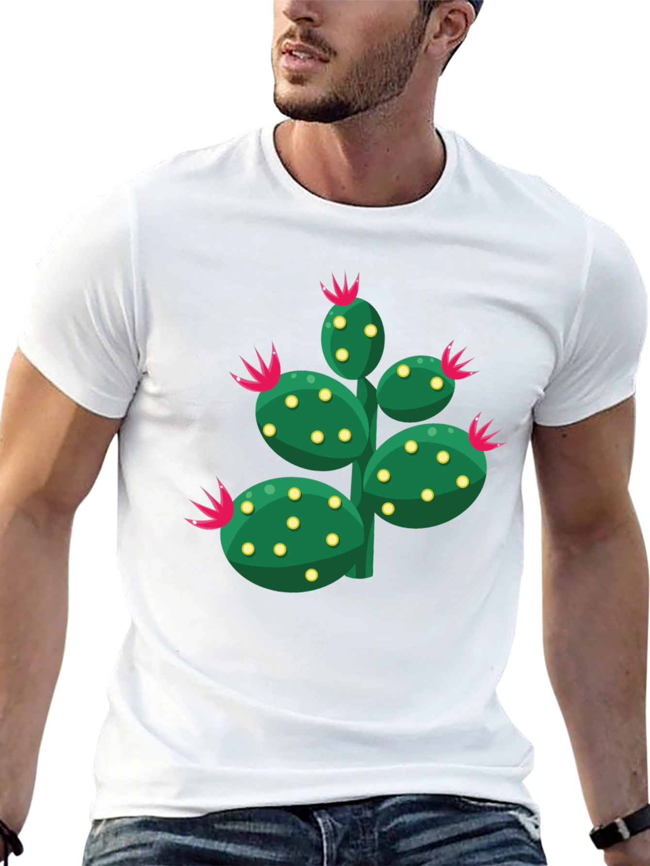 Cactus Graphic Print Crew Neck T-Shirt