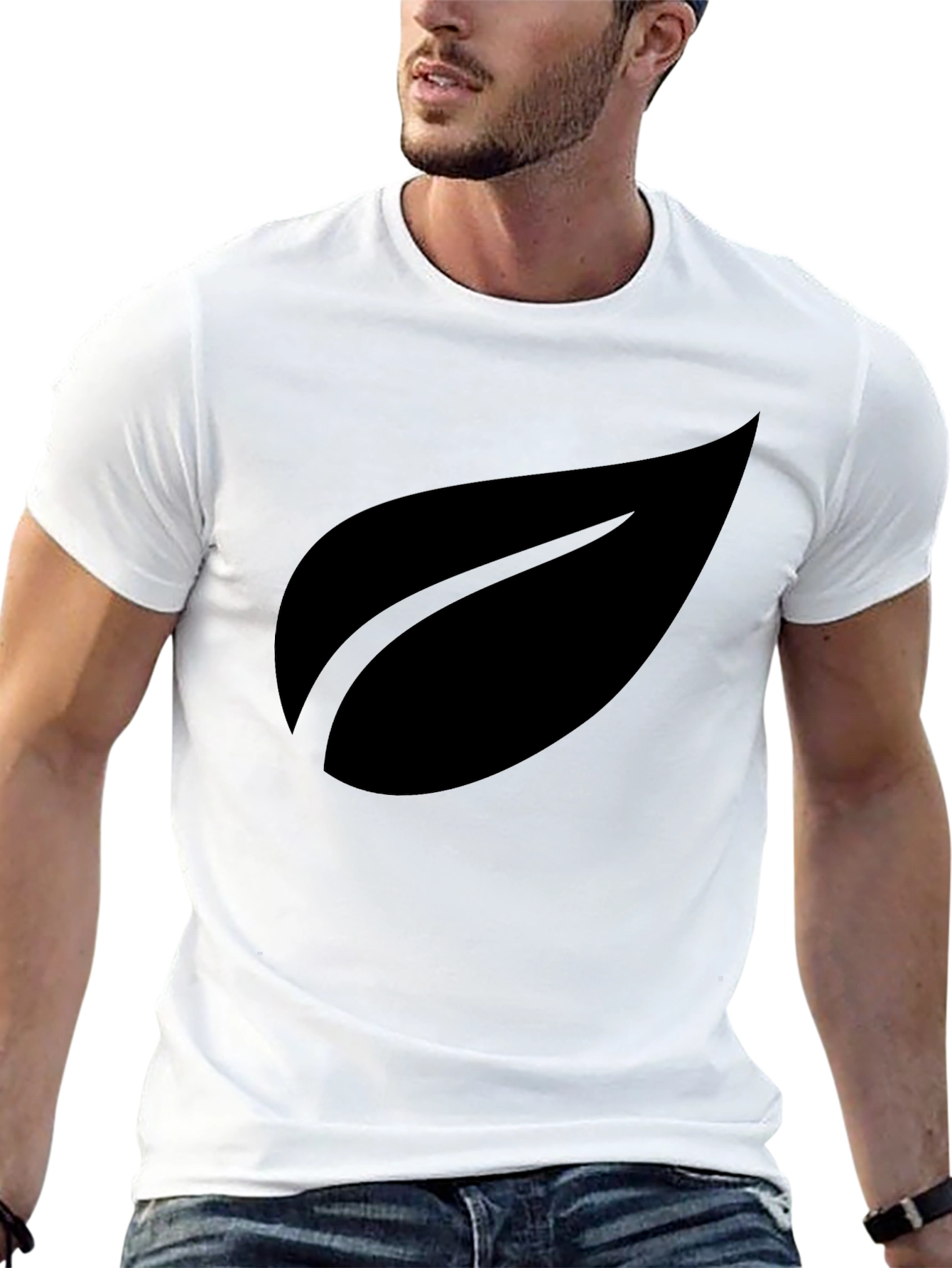 Stylish Black Leaf Graphic T-Shirt