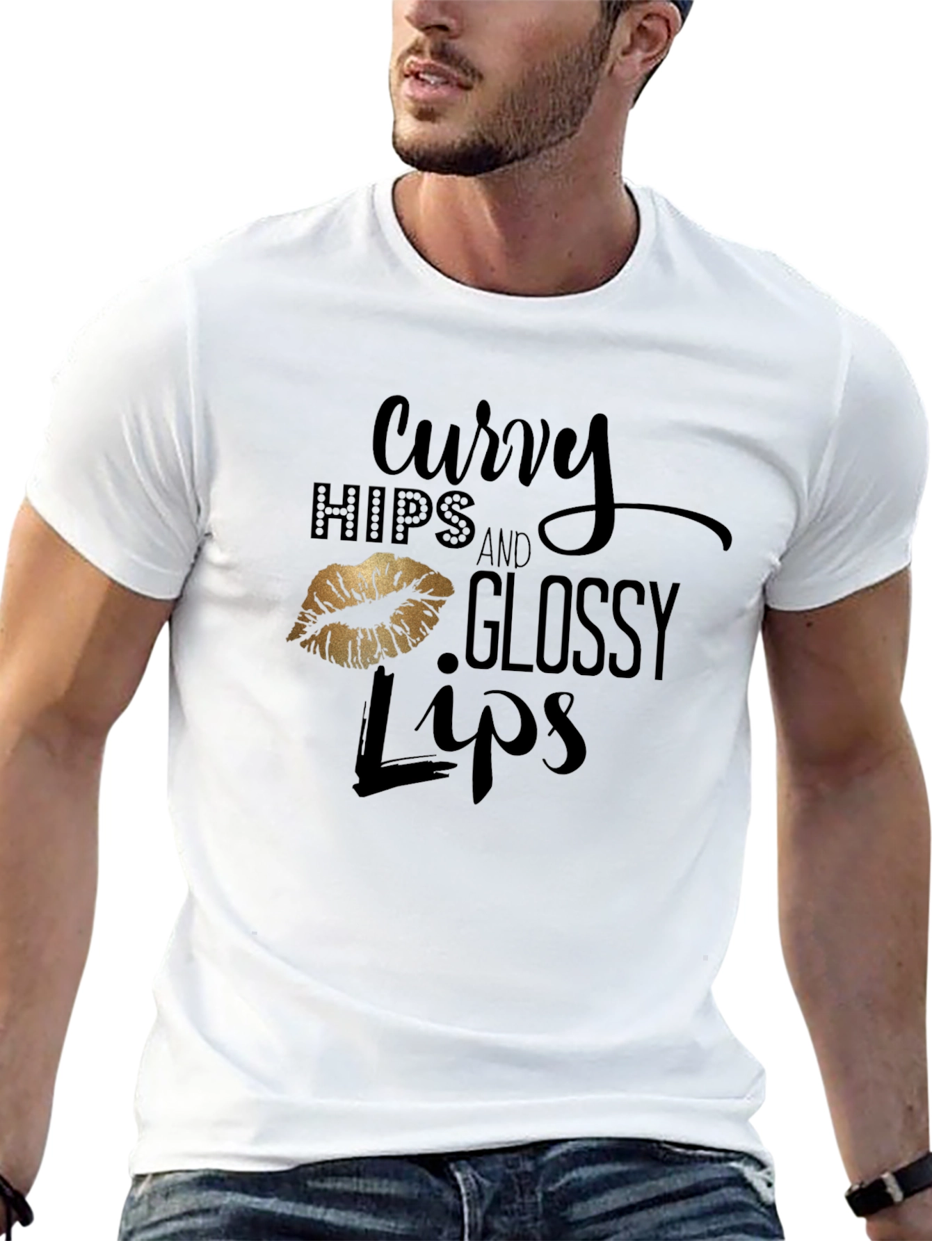 Curvy Hips & Glossy Lips Graphic Tee - Black
