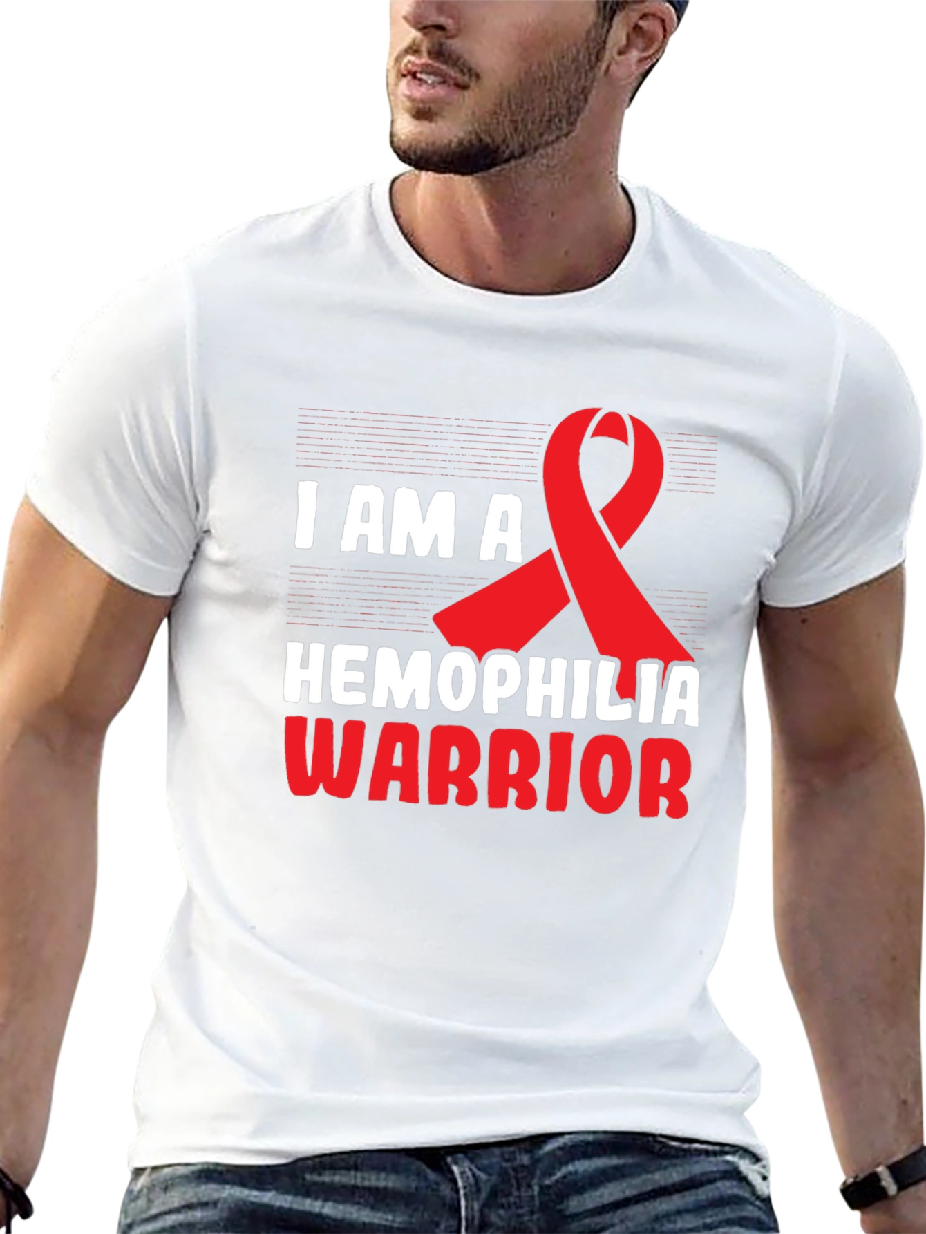 Hemophilia Warrior T-Shirt - Red Ribbon Graphic Tee
