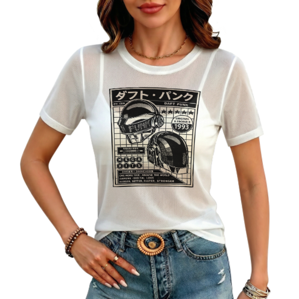 Retro Electronic Music Graphic Tee, Futuristic Streetwear Shirt, Oversized DJ Inspired T-Shirt, Monochrome Urban Fashion Top, Vintage Techno Aesthetic Tee(z546)