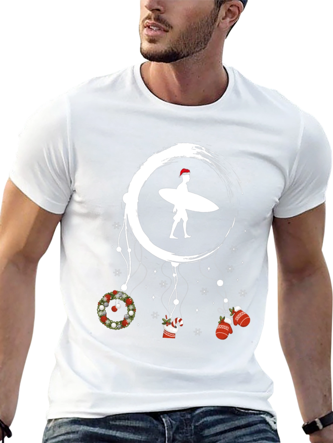 Surfing Santa Christmas Dreamcatcher T-Shirt