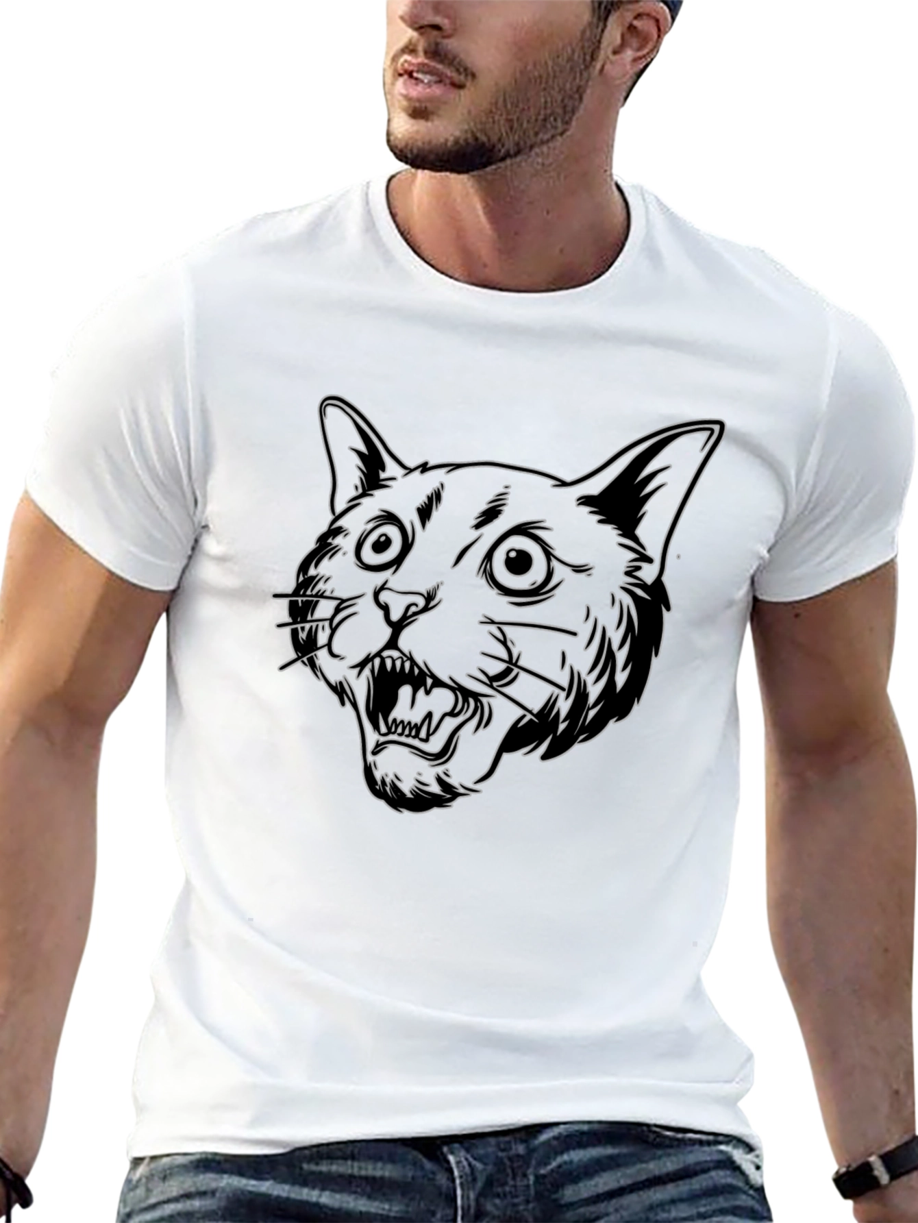 Cool Black T-Shirt with Cat Design
