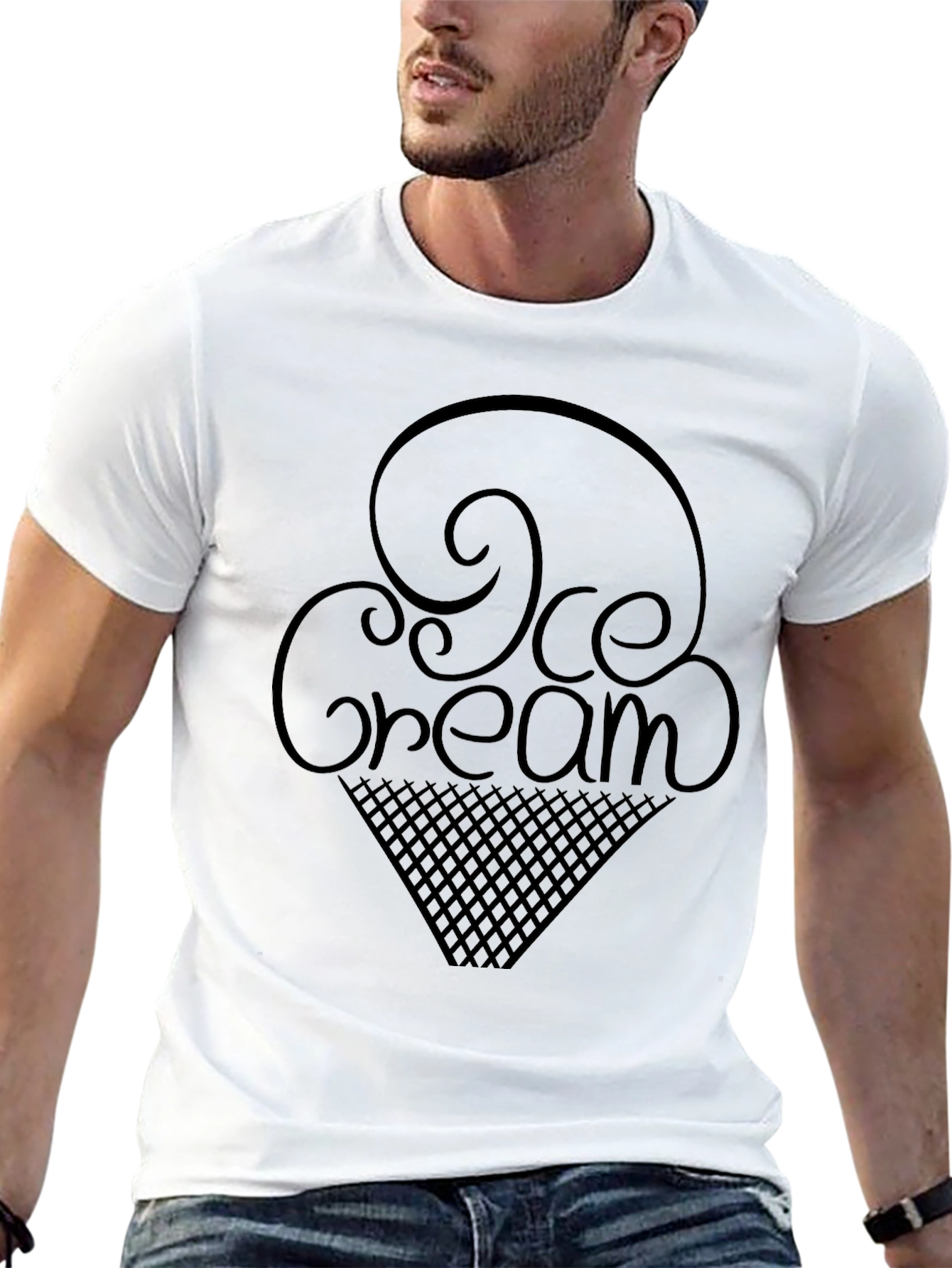 Ice Cream Graphic T-Shirt - Casual Black Tee