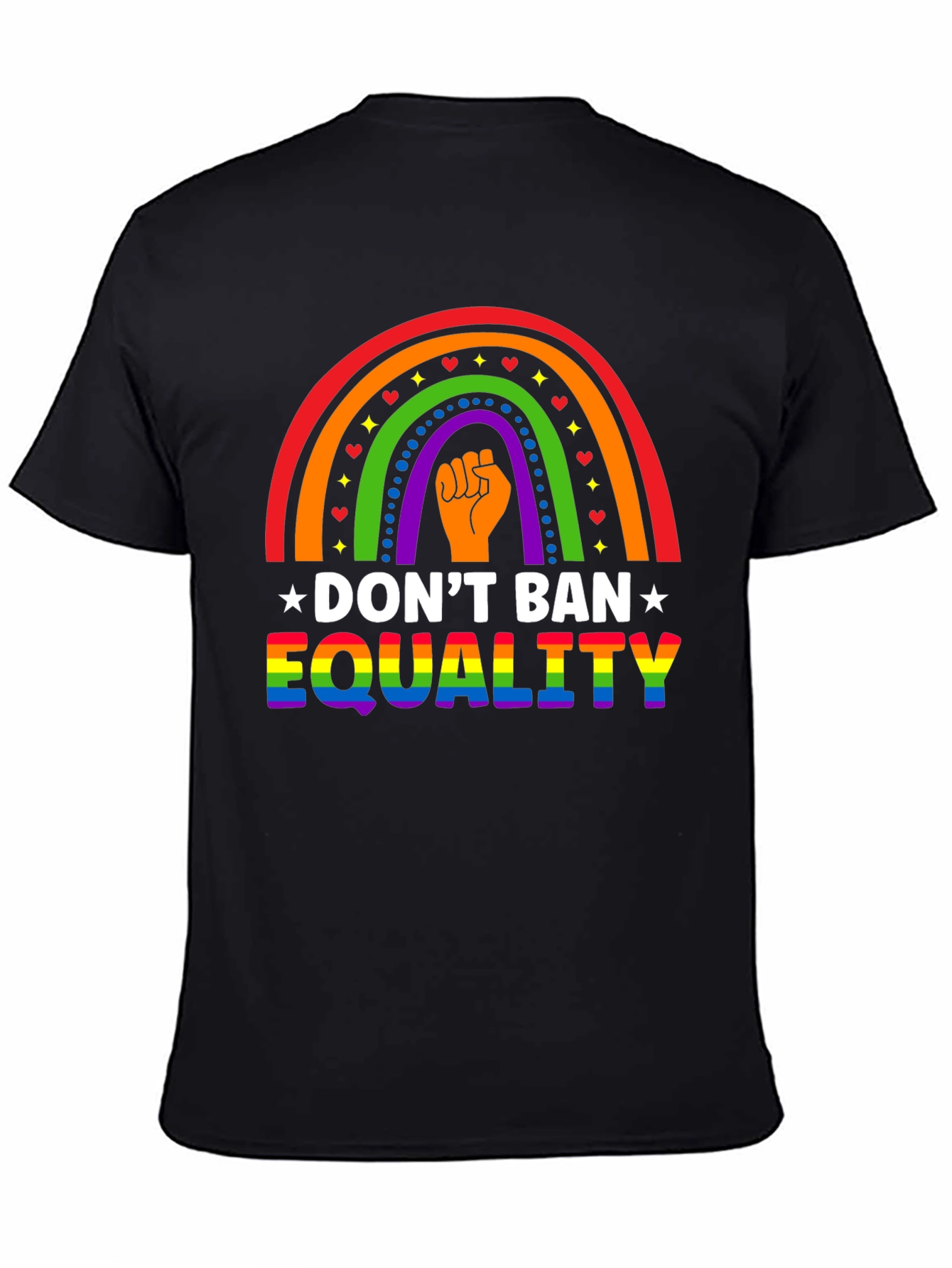 Dont Ban Equality Rainbow Fist Graphic T-Shirt