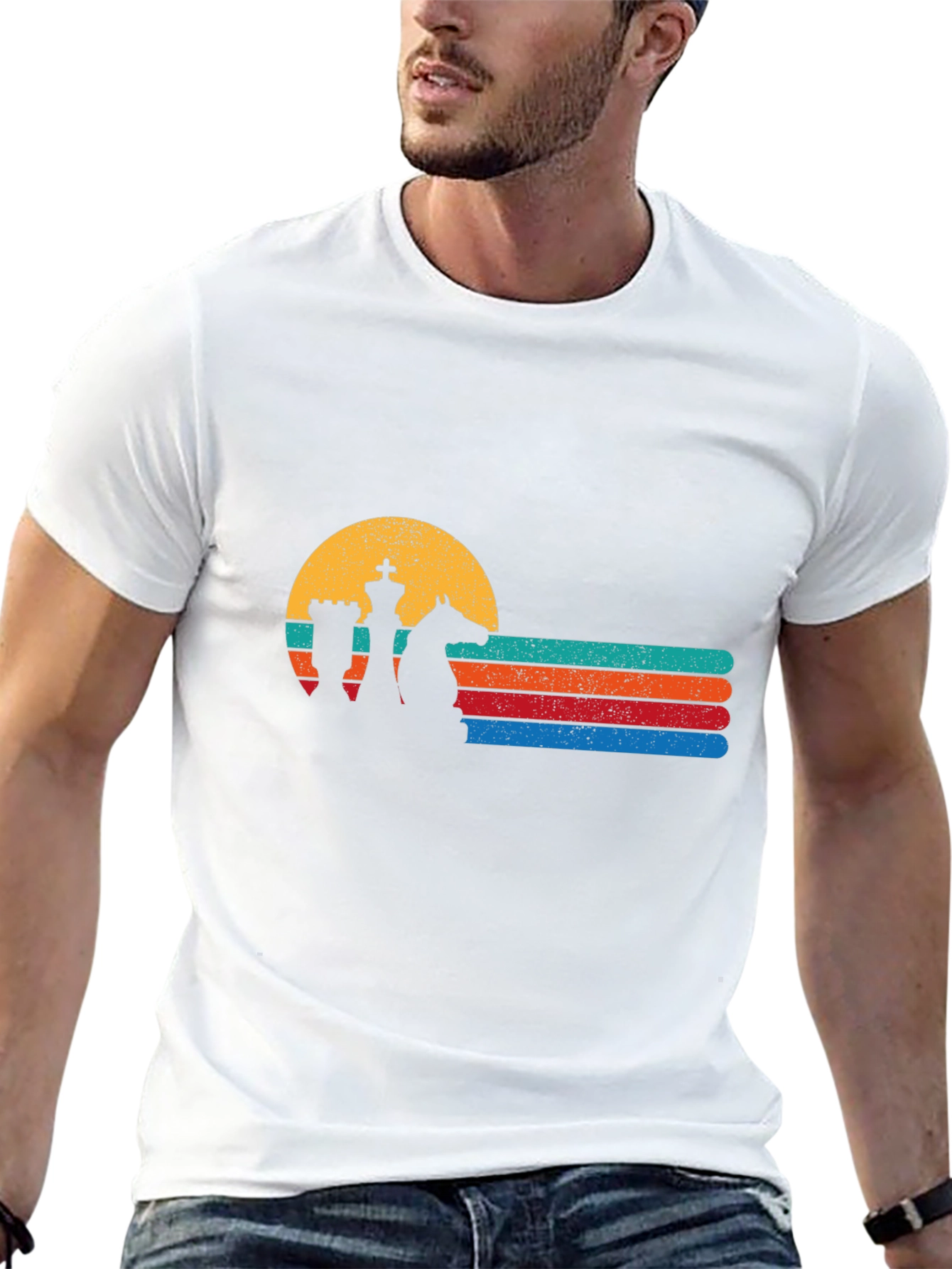 Chess Sunset Graphic Tee - Retro Chess Player Shirt