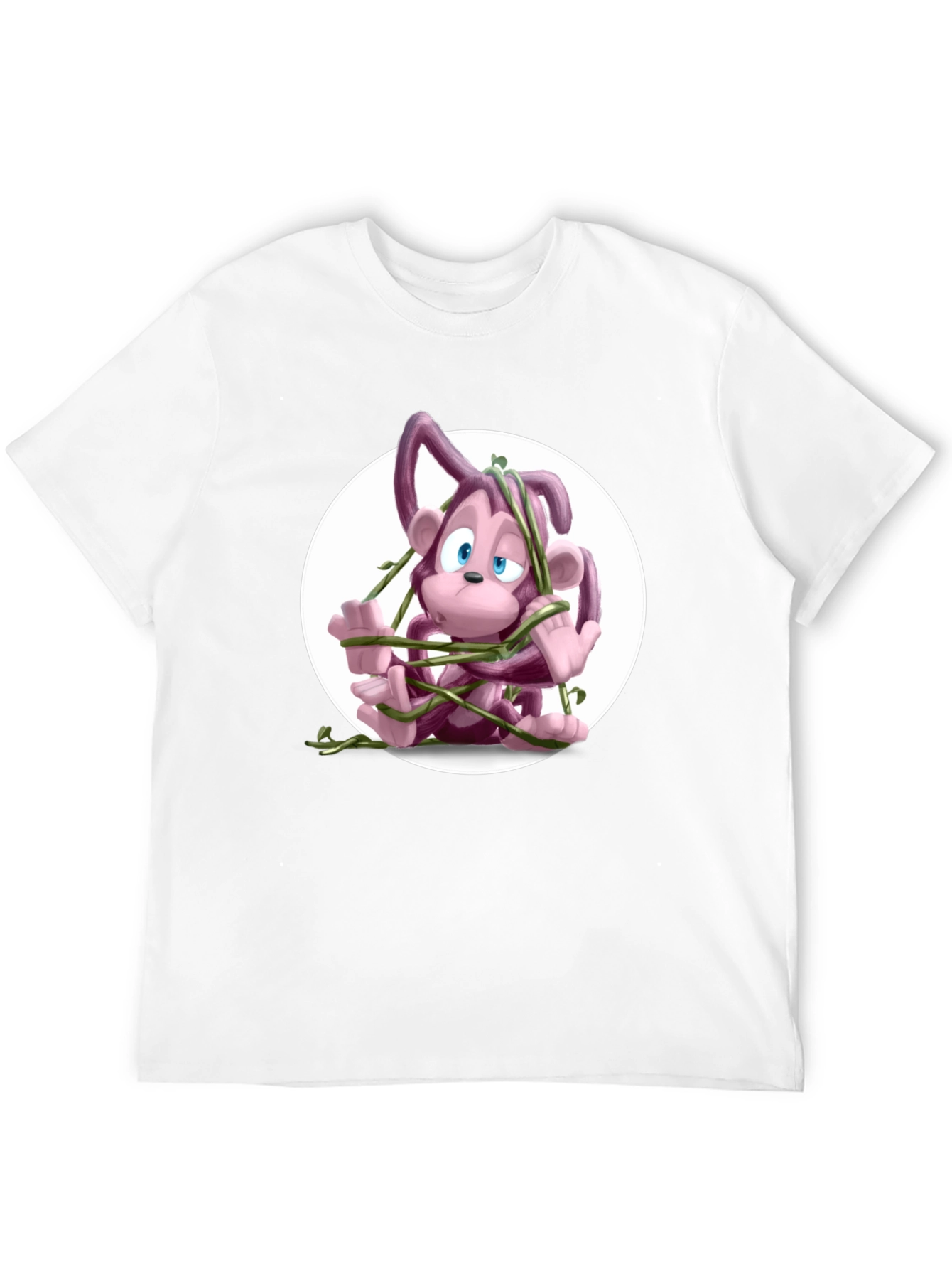Cartoon Monkey Vines Graphic Tee - Casual Cool