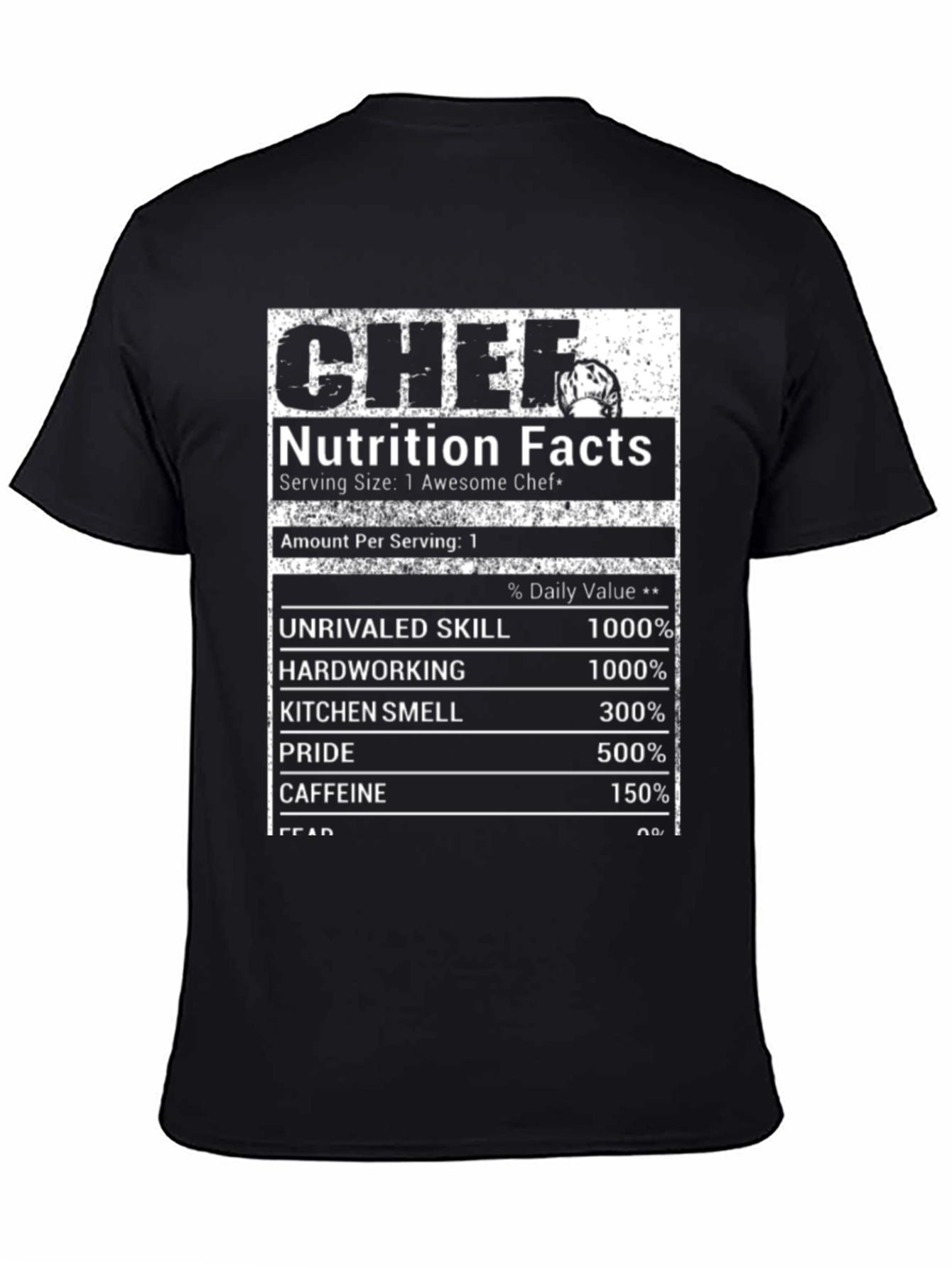 Chef Nutrition Facts Black T-Shirt