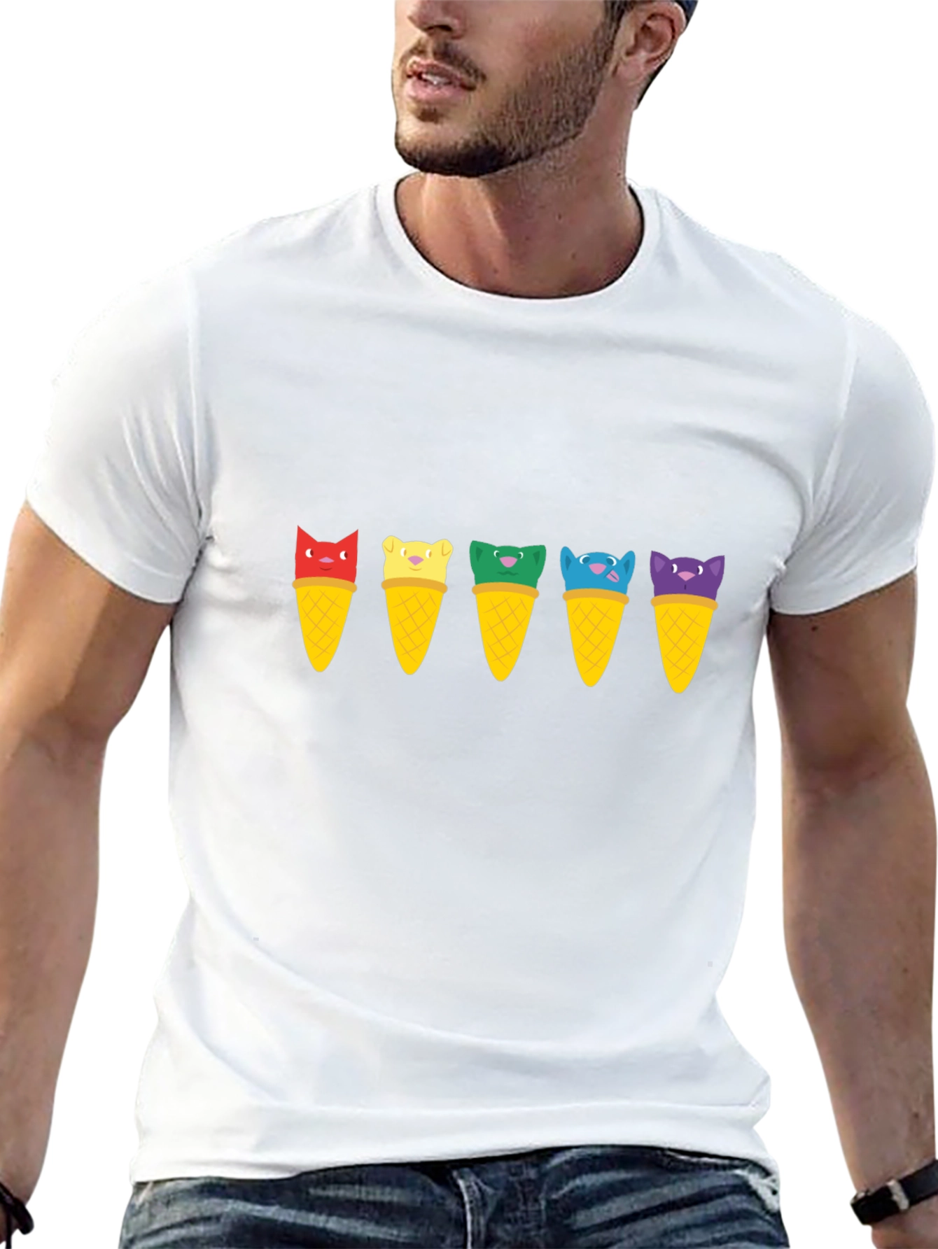 Cat Ice Cream Cone T-Shirt - Unisex Black Tee