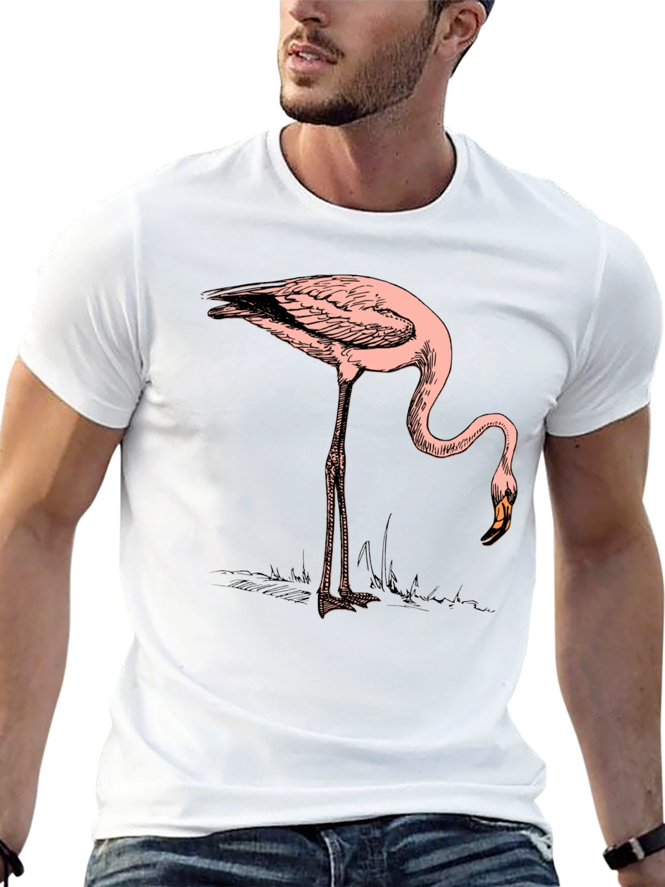 Cool Flamingo Graphic Print Black T-Shirt