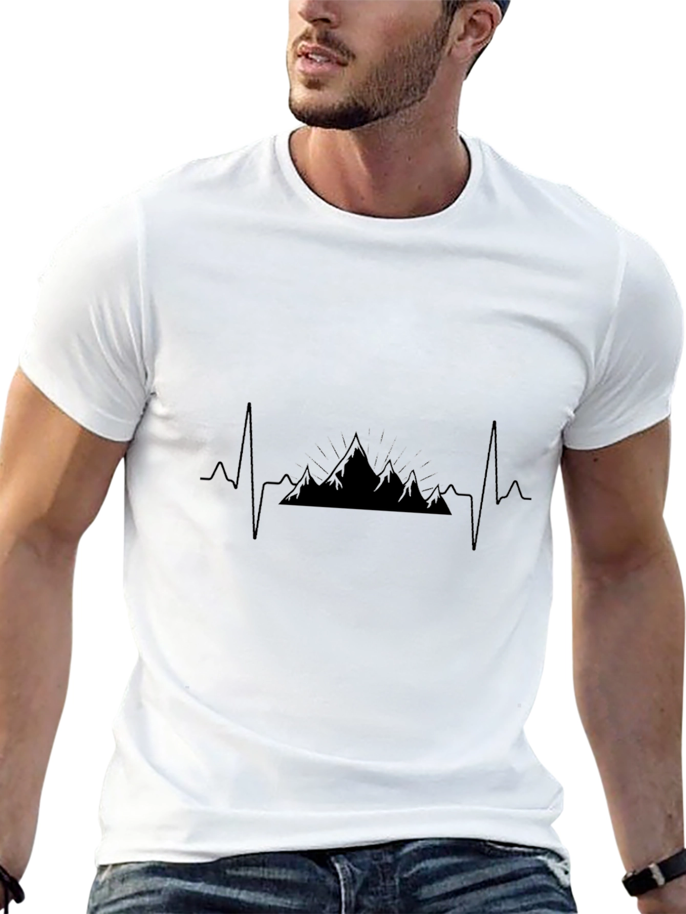 Heartbeat Mountain Black T-Shirt