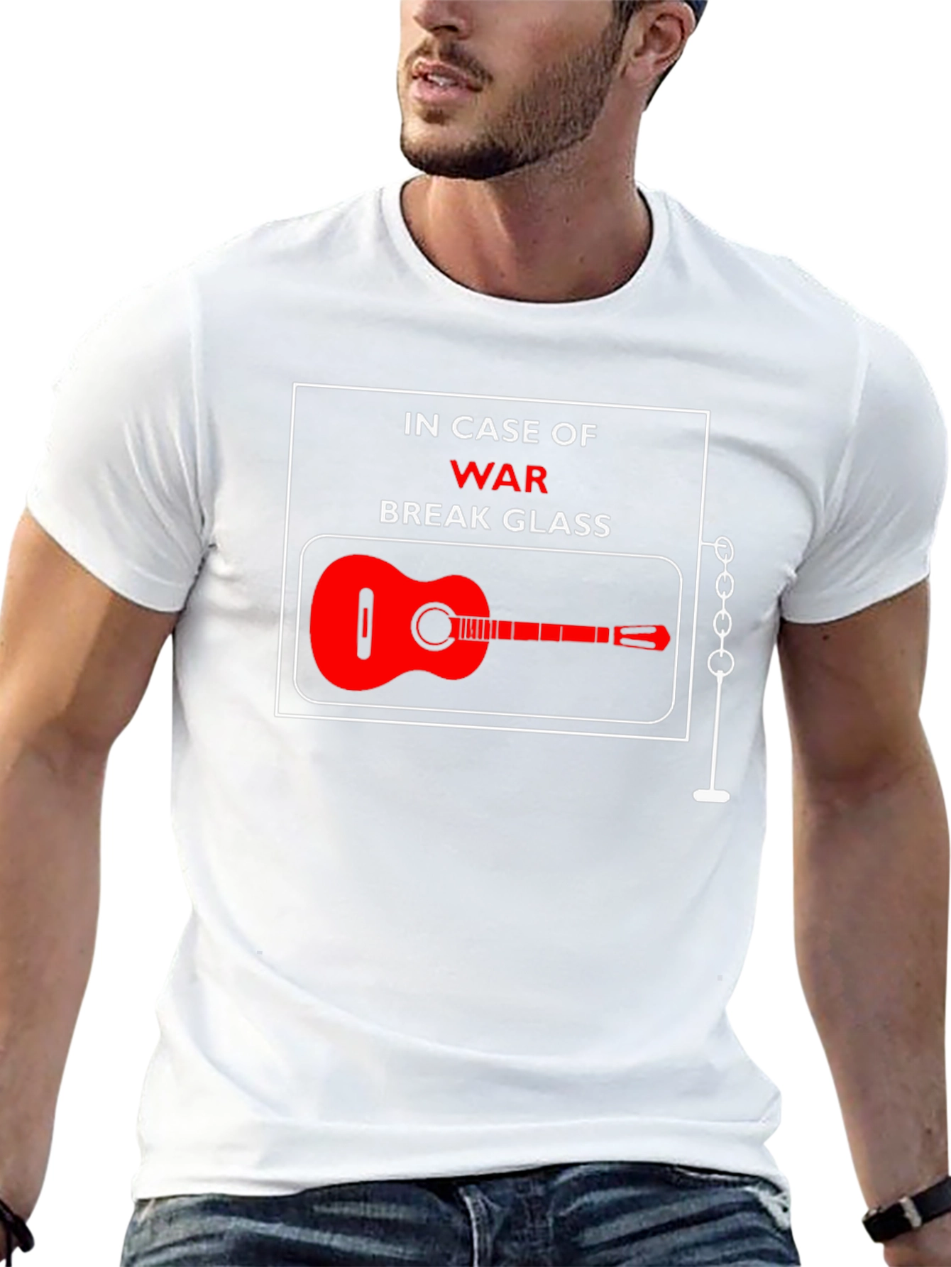 In Case of War Break Glass Guitar T-Shirt