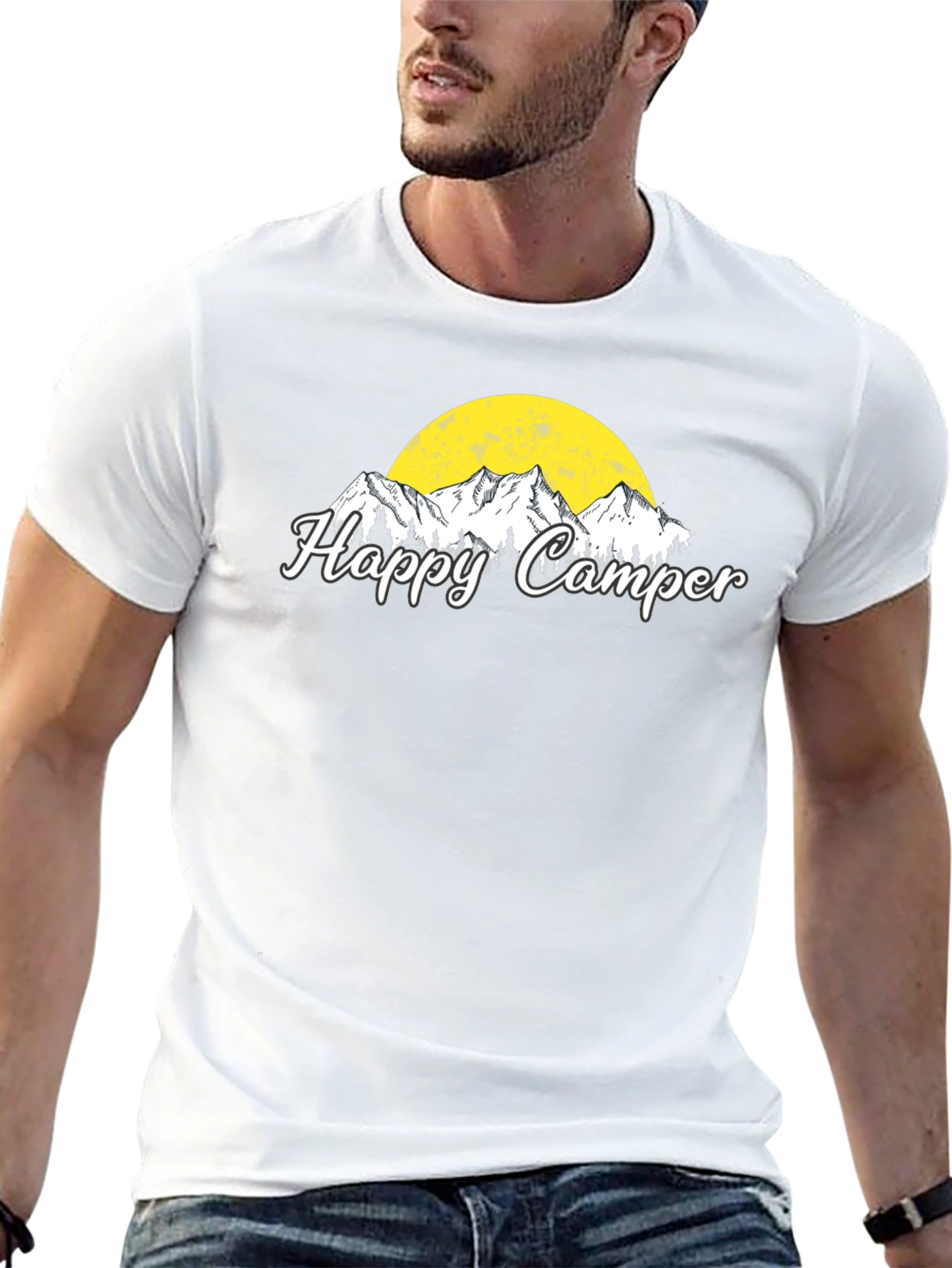 Happy Camper Graphic T-Shirt - Black Camping Tee