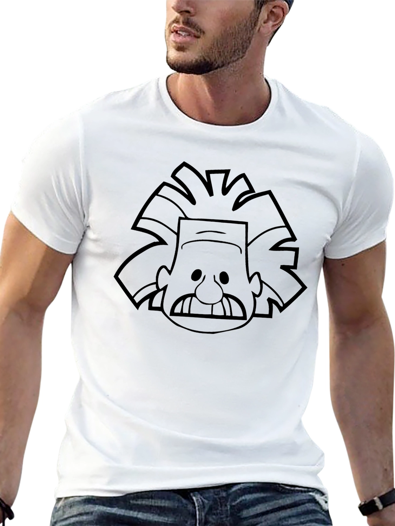 Cartoon Einstein Graphic Black T-Shirt
