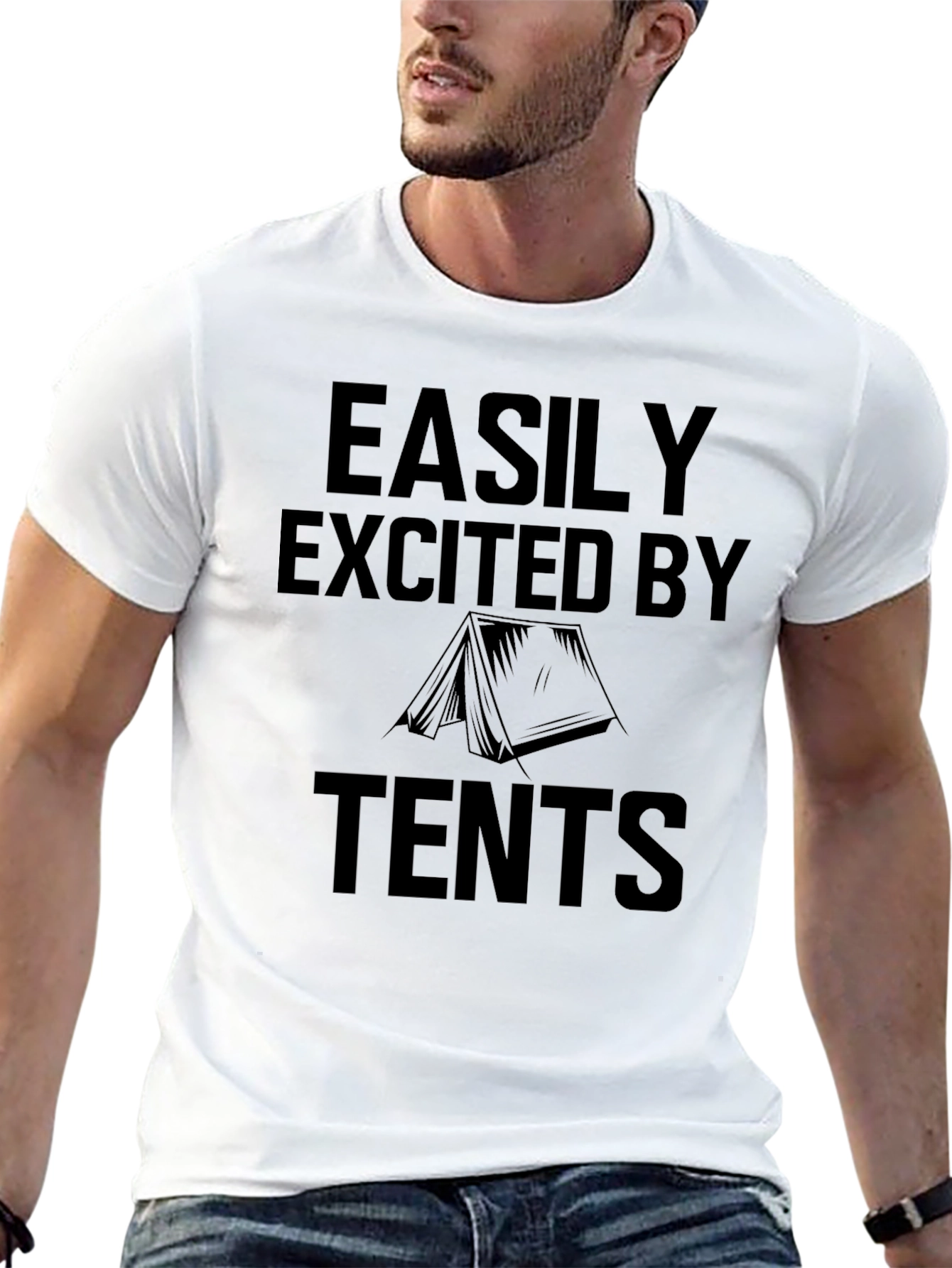 Easily Excited by Tents Black T-Shirt