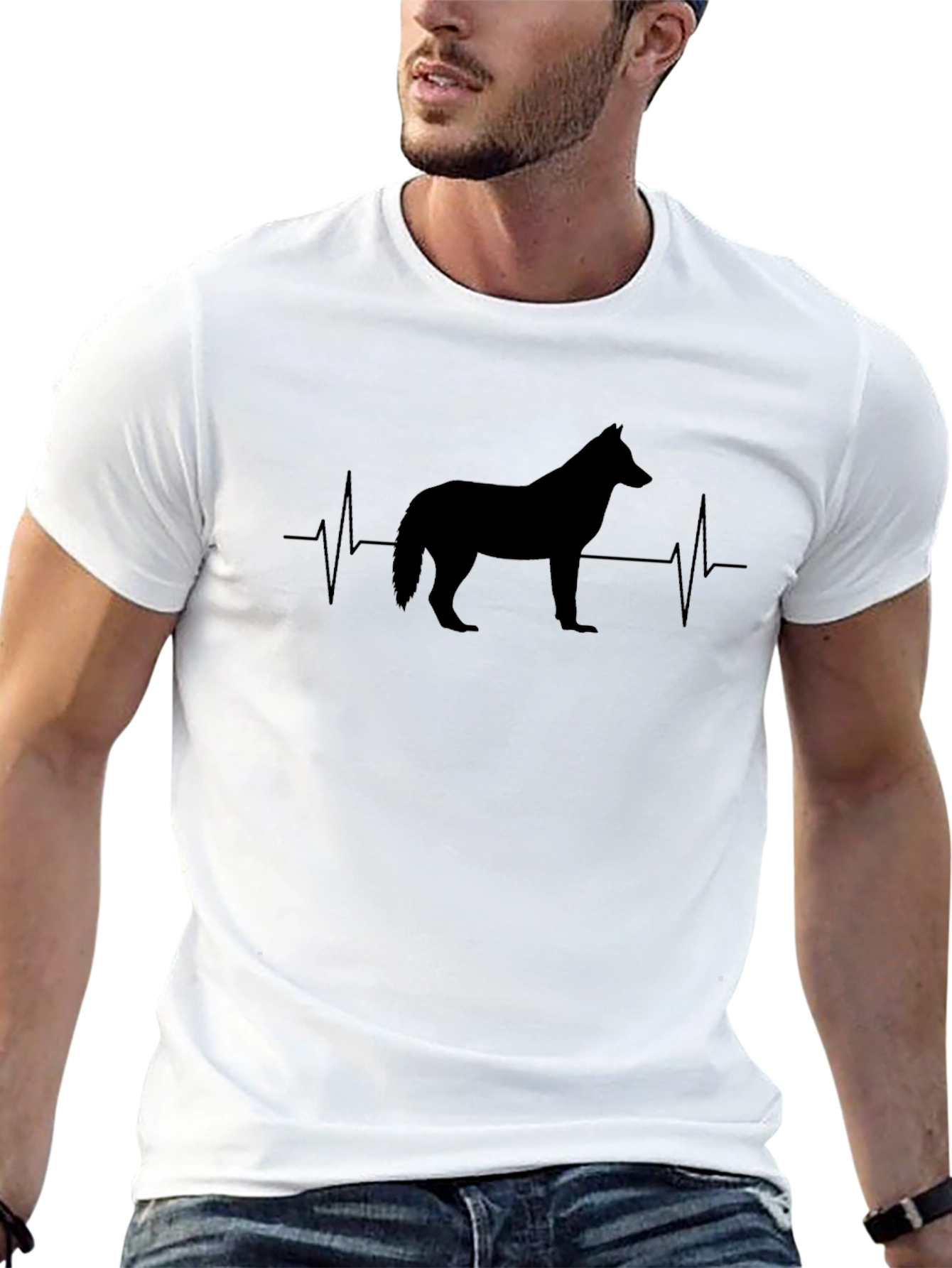 Dog Heartbeat Graphic Tee - Black