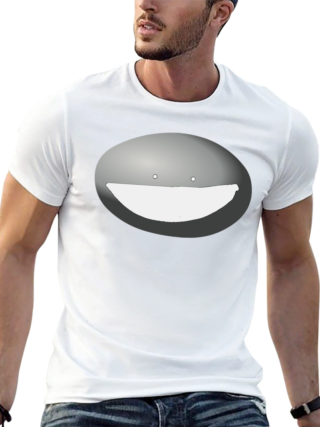 Mens Black T-Shirt with Funny Face Graphic