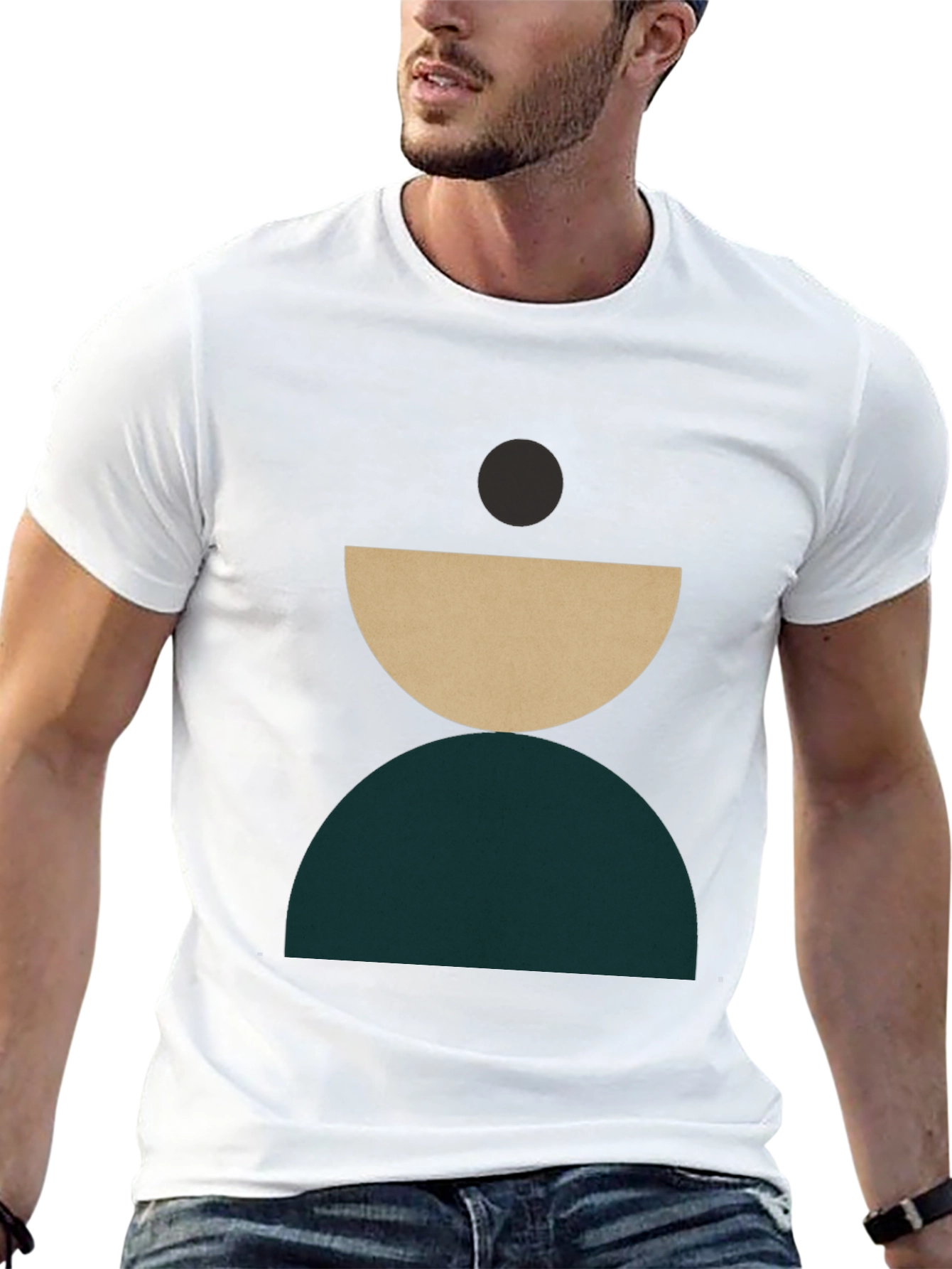 Modern Geometric Graphic T-Shirt - Stylish Crew Neck Tee