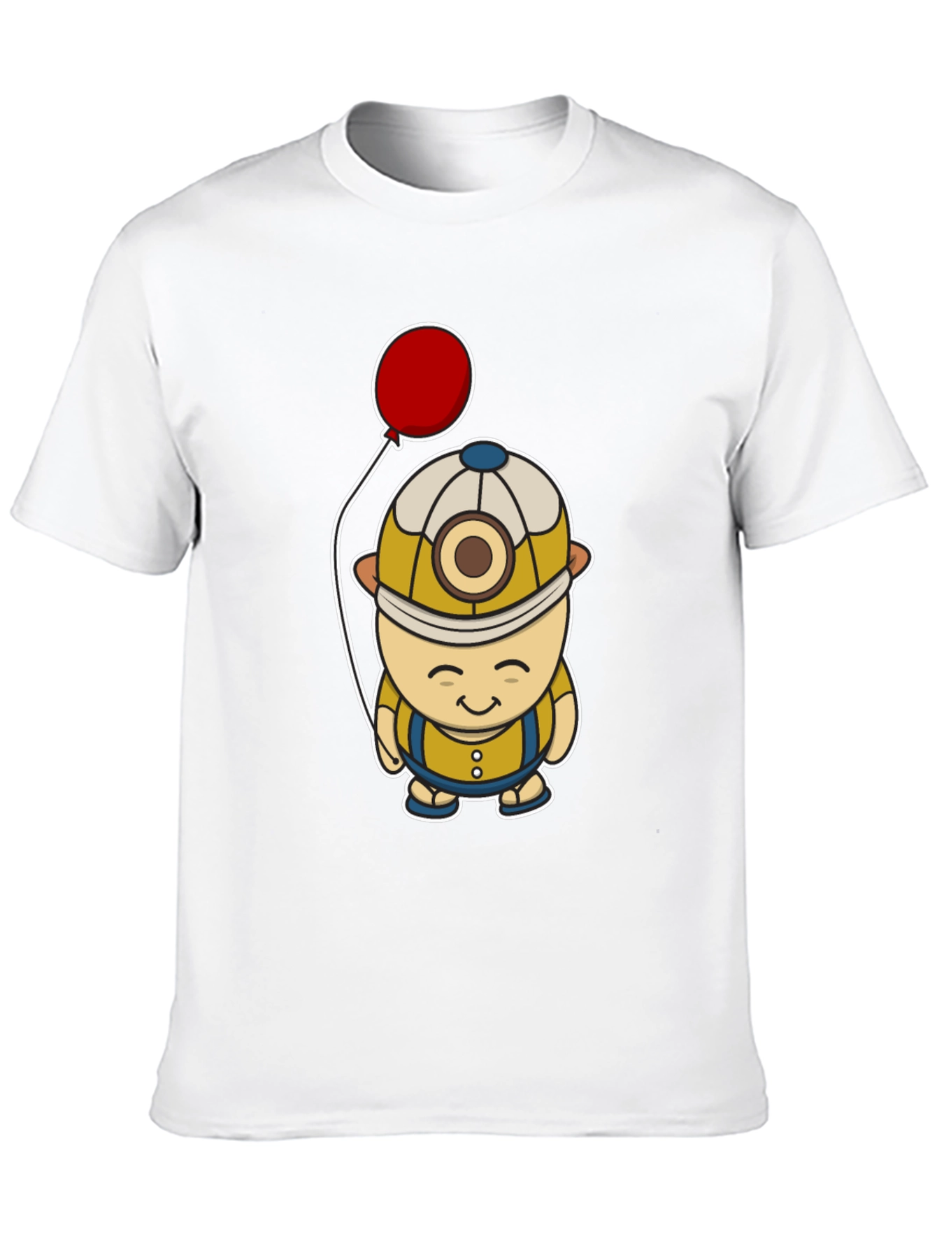 Cartoon Miner with Balloon Graphic Tee - Black