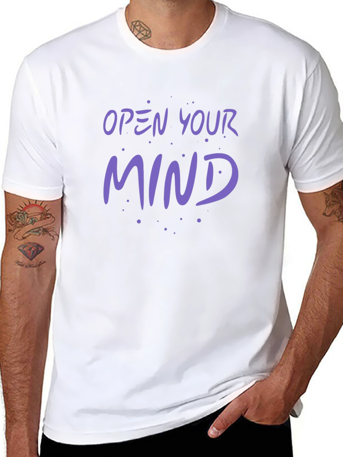Open Your Mind Graphic T-Shirt - Black Crew Neck