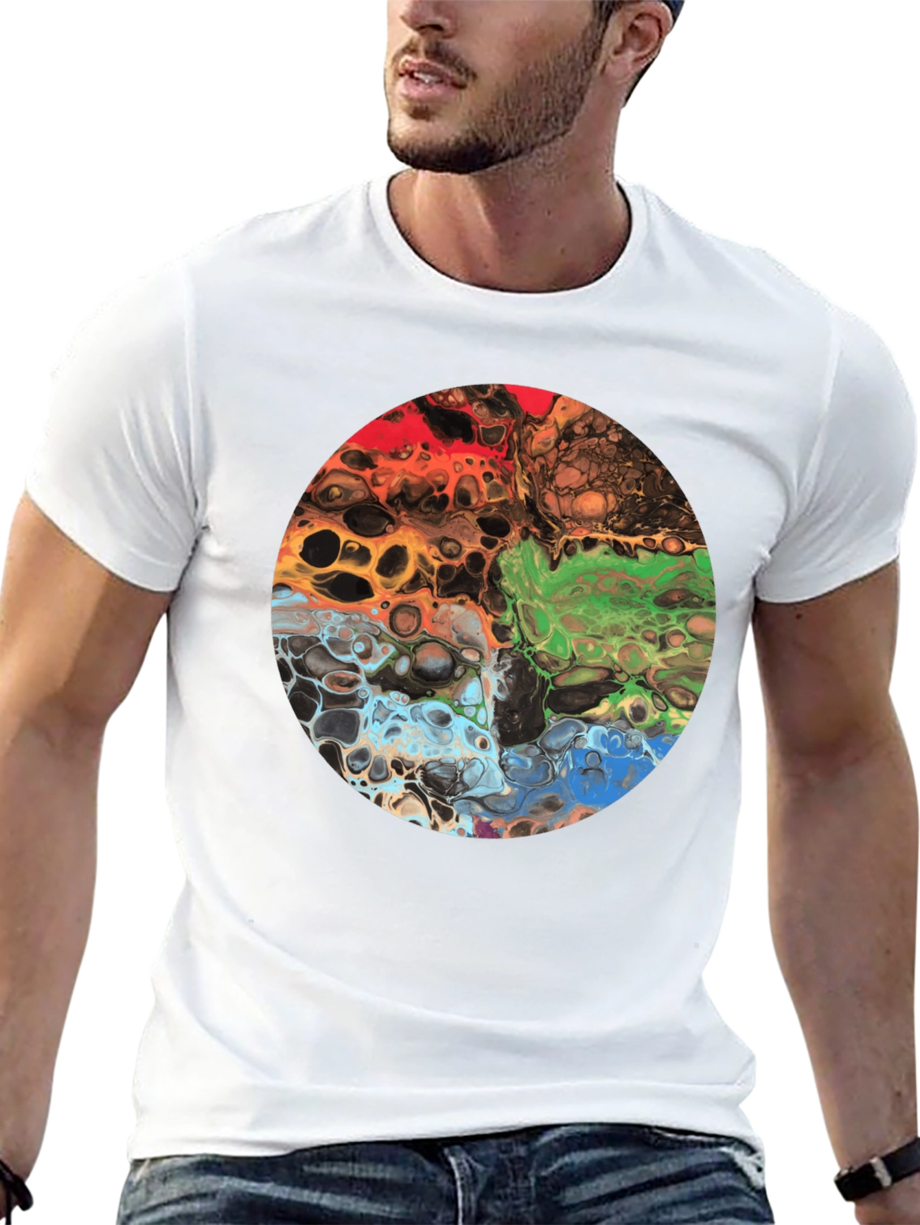 Abstract Art Circle Graphic Black T-Shirt