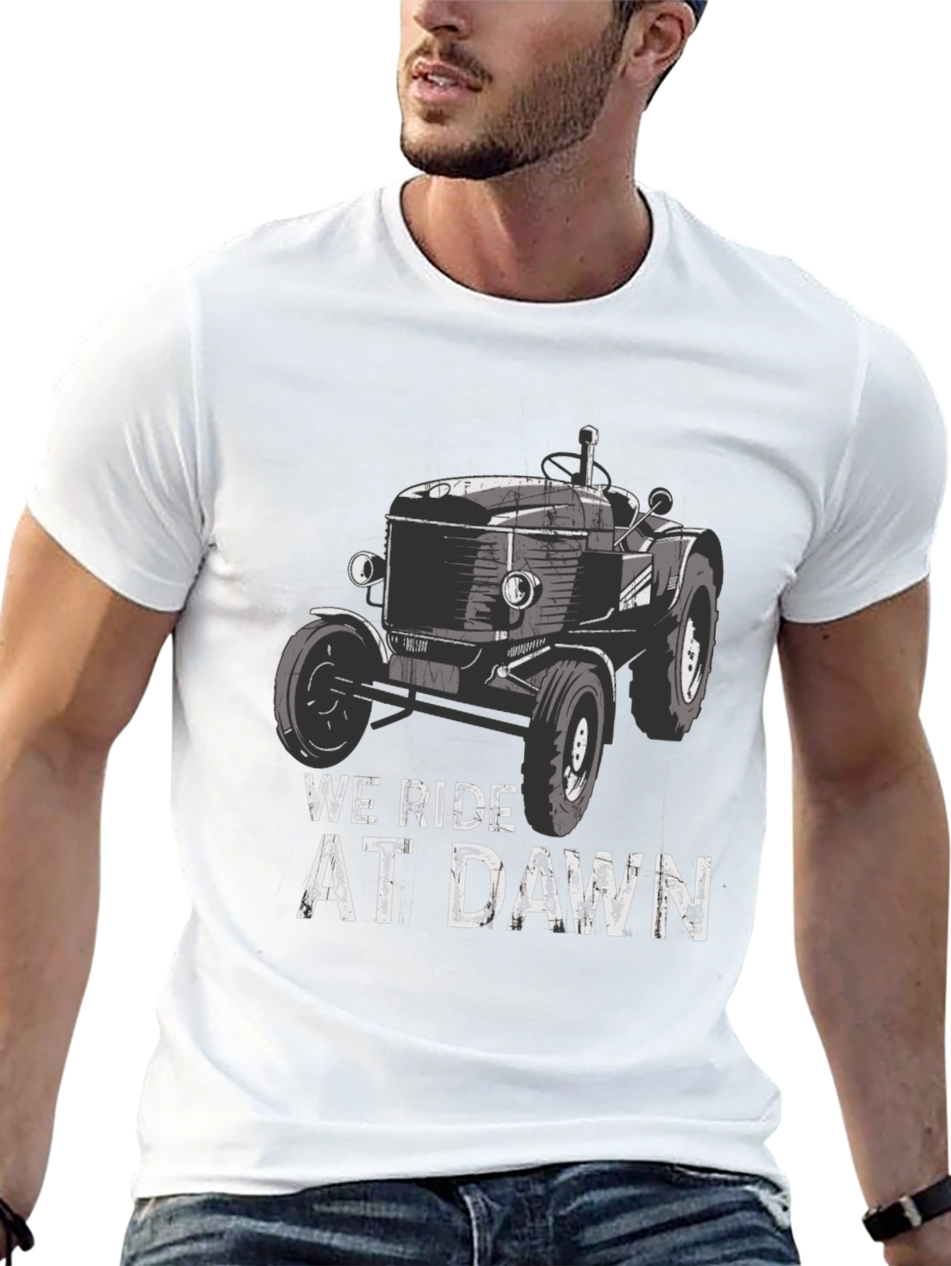 We Ride at Dawn Tractor Graphic Tee