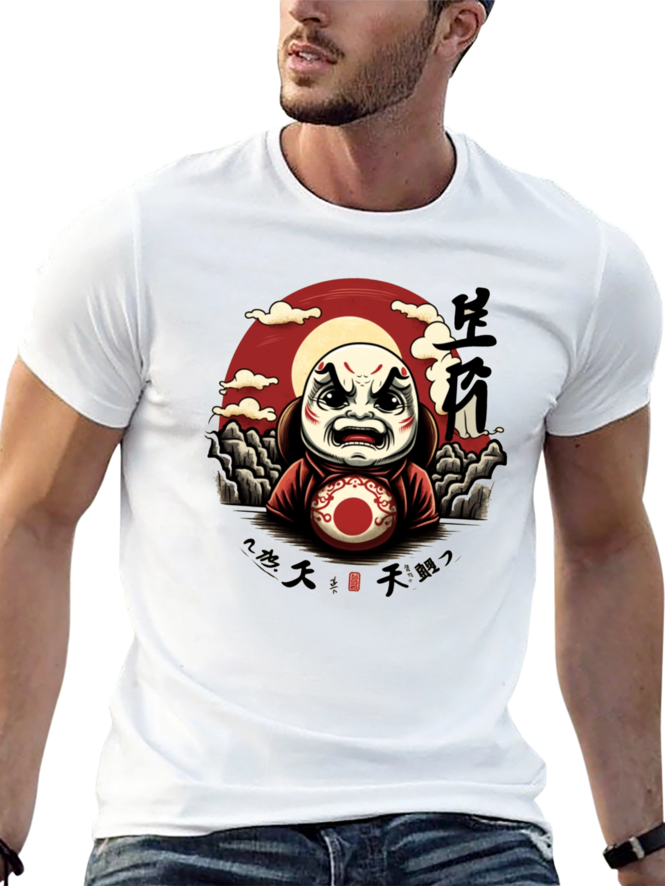 Japanese Daruma Doll Graphic T-Shirt - Unique Design