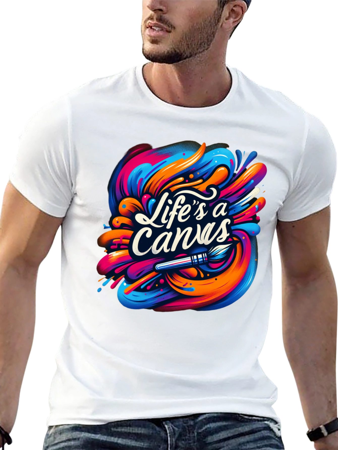 Lifes A Canvas Graphic Tee - Artistic Style