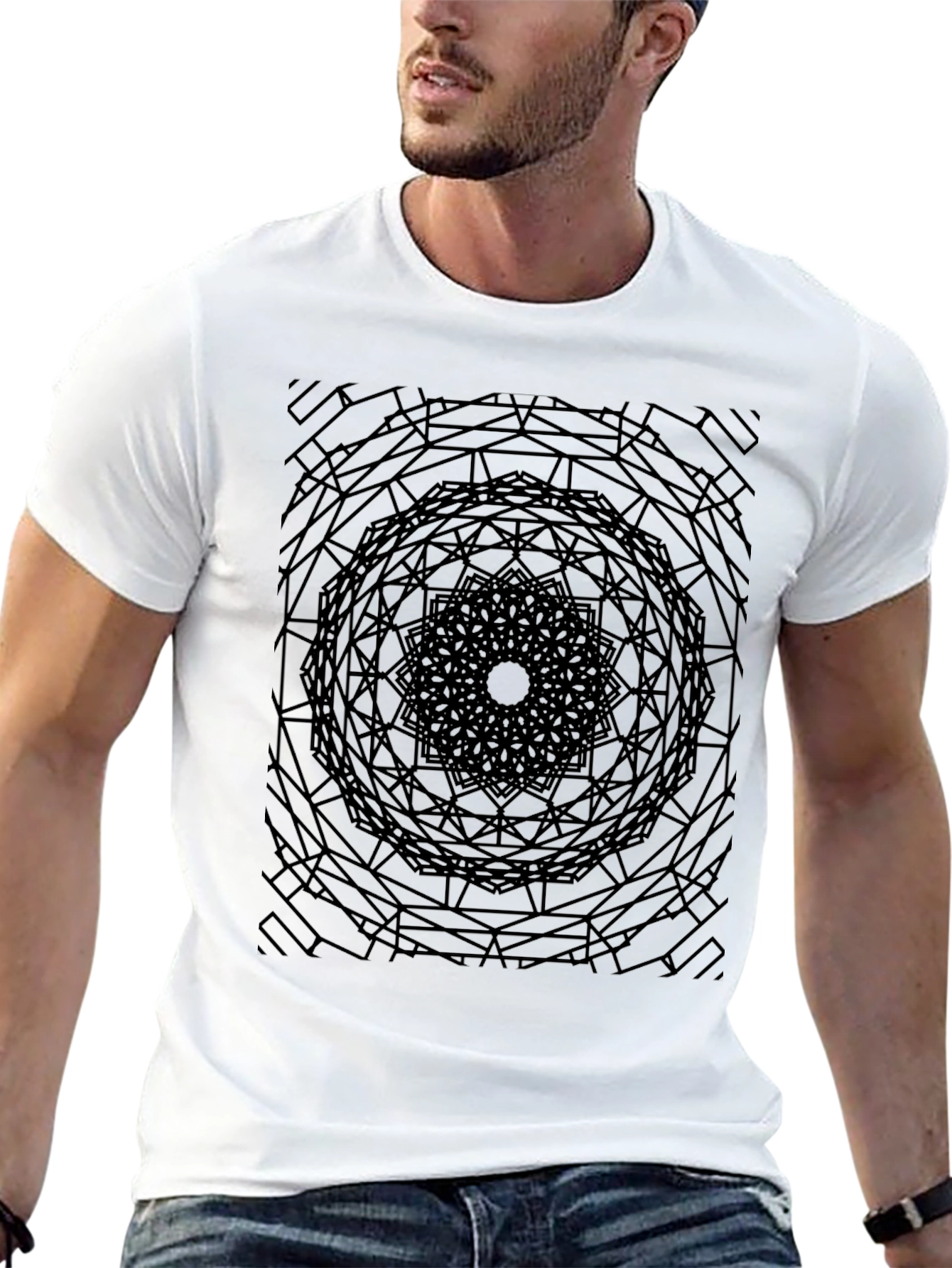 Abstract Mandala Graphic Tee - Modern Geometric Design