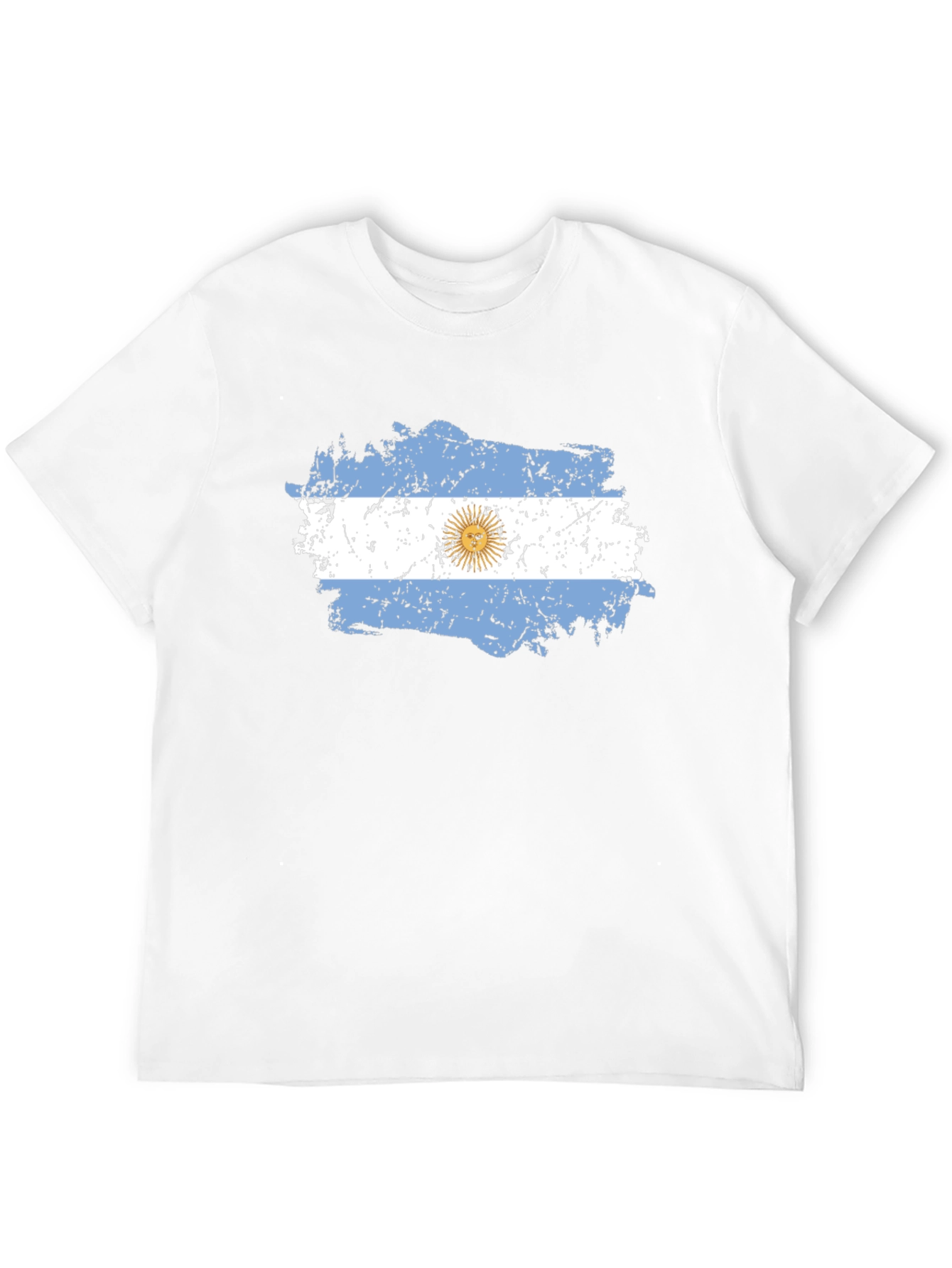 Argentina Flag Distressed Black T-Shirt