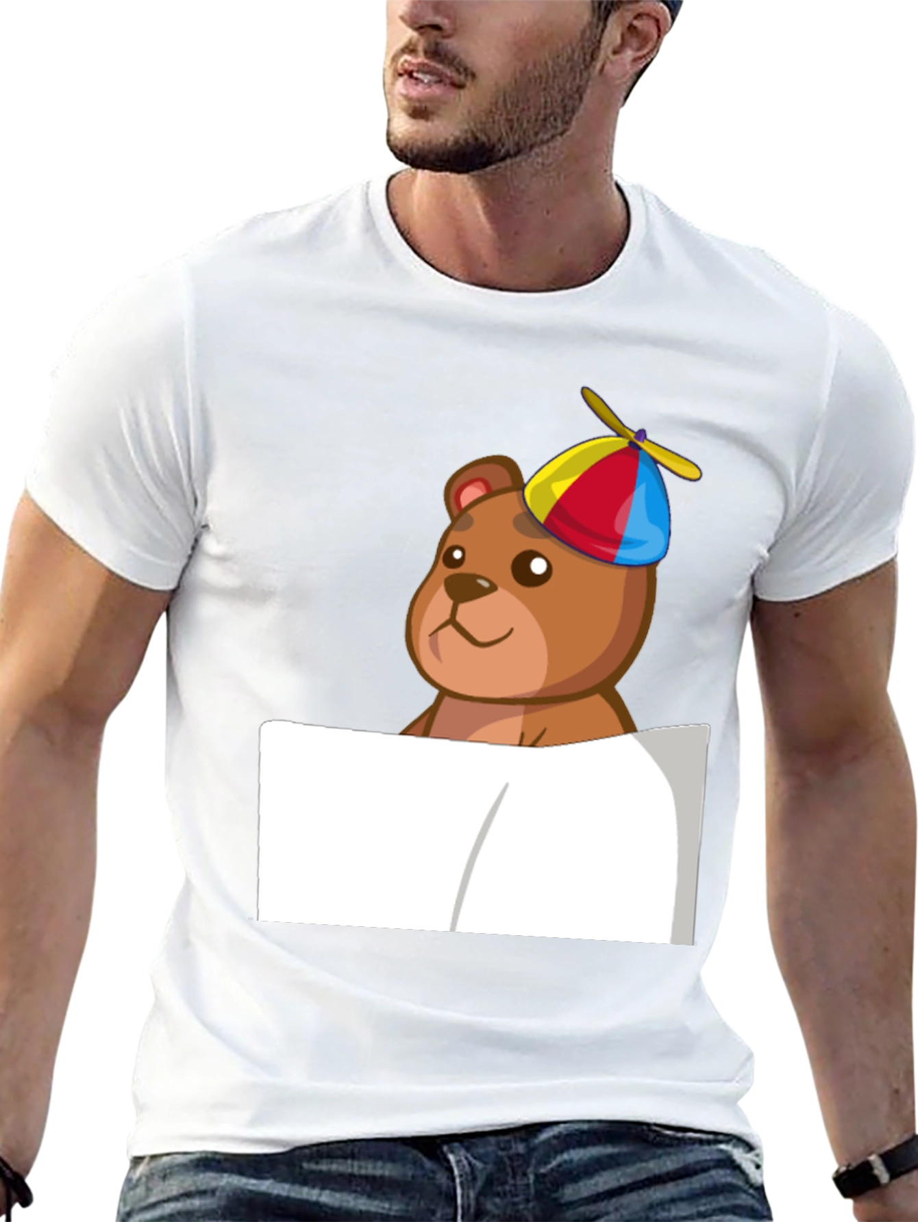 Novelty Bear in Propeller Hat T-Shirt