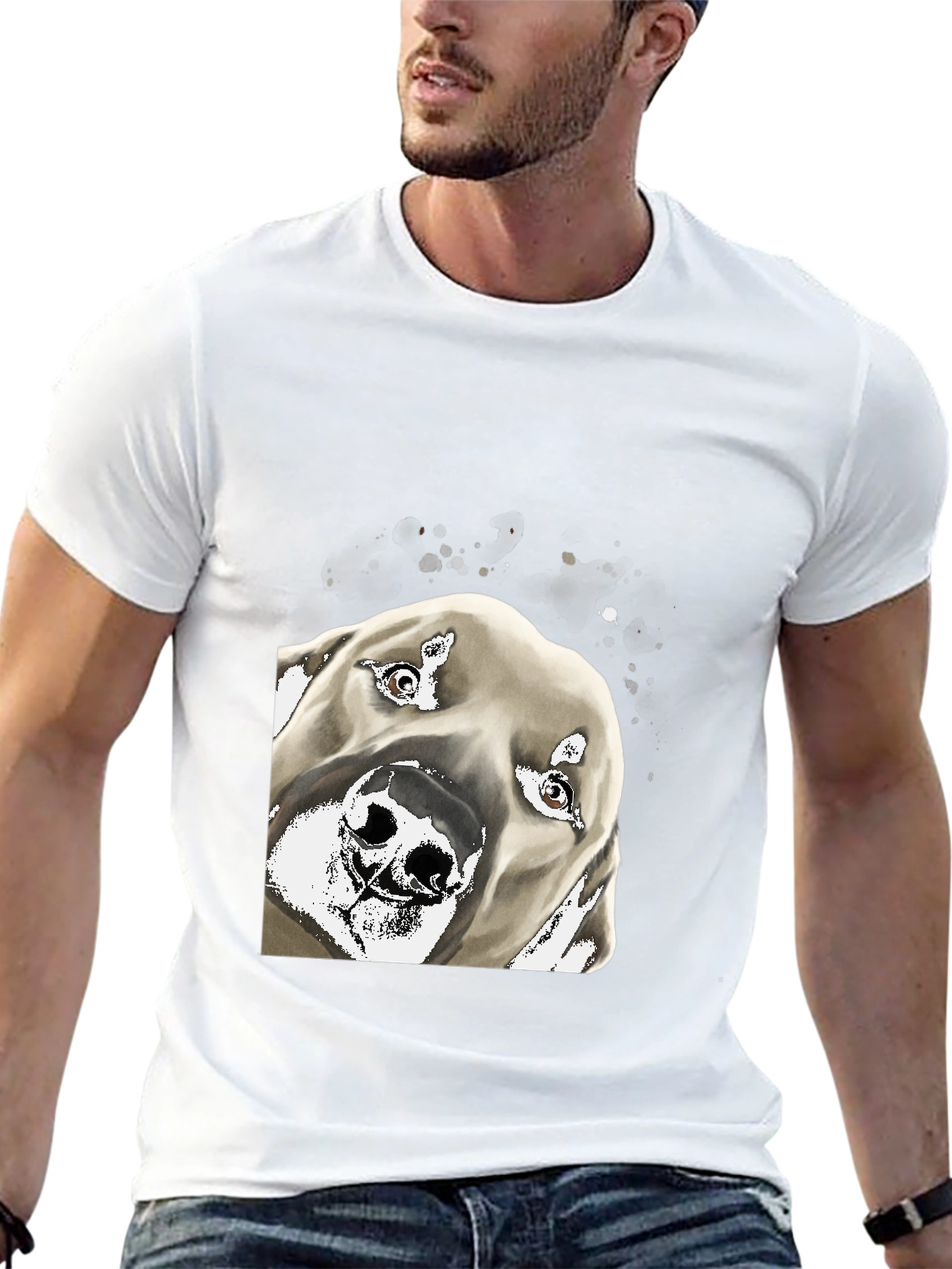 Dog Portrait Graphic Tee - Mens Black T-Shirt