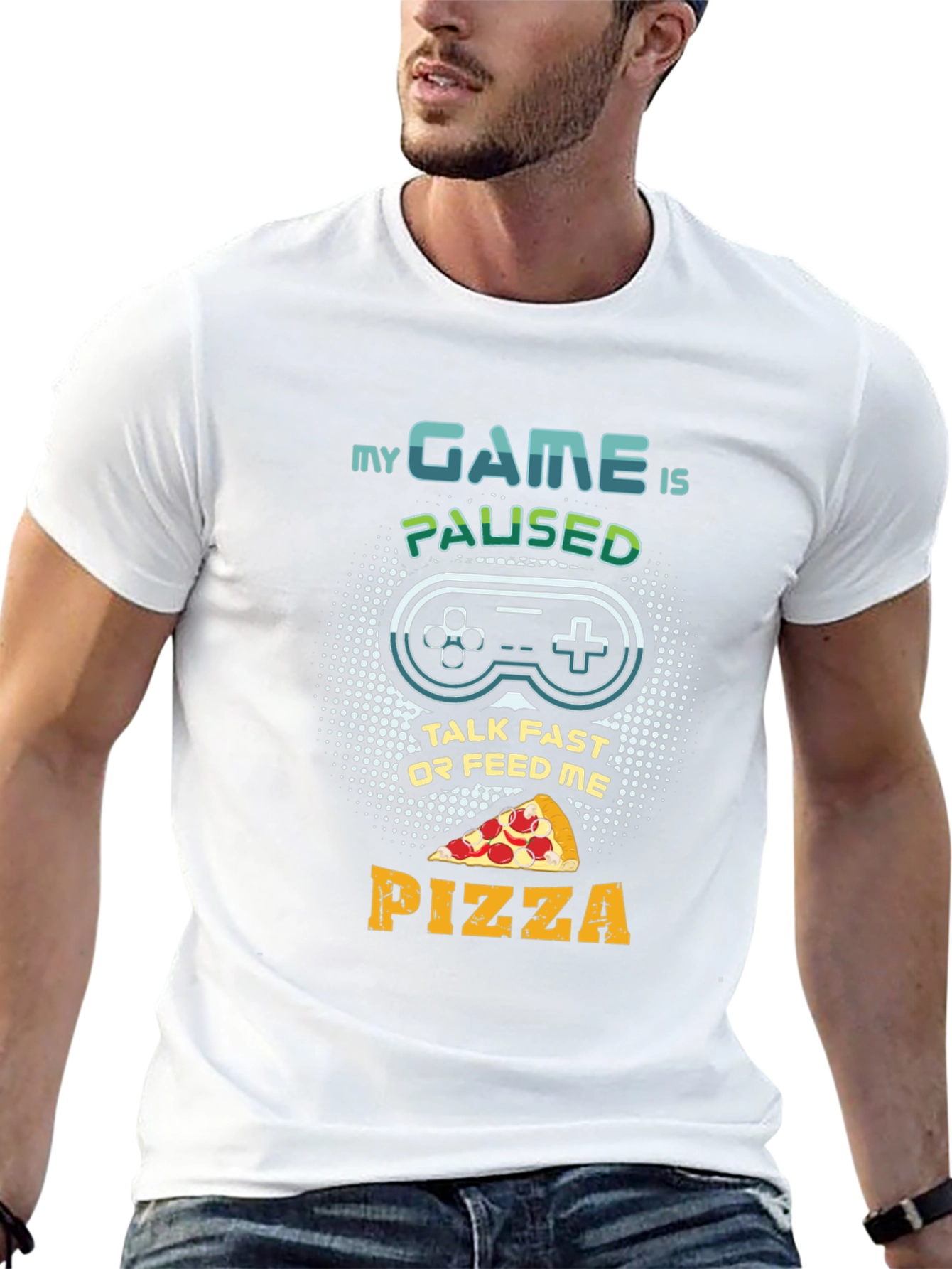 My Game Is Paused Pizza Gaming T-Shirt