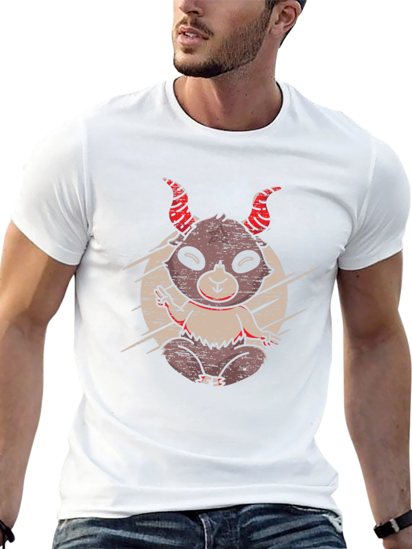 Devil Goat Graphic T-Shirt - Mens Casual Tee